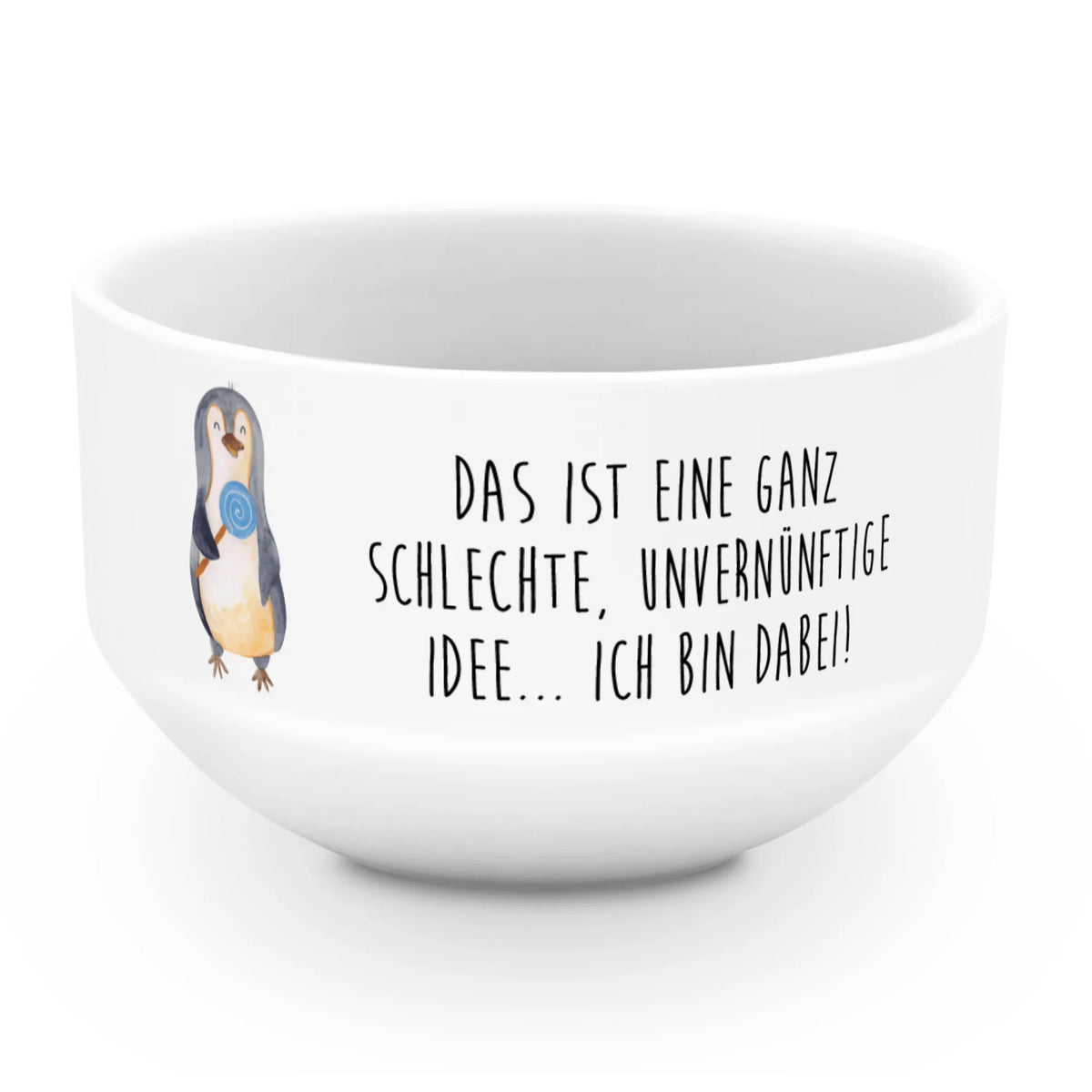 Muesli Bowl Penguin lollipop breakfast bowl, bowl, cereal dish, ceramic bowl, soup bowl, snack bowl, cereal bowl, fruit bowl, salad bowl, dessert bowl, porcelain bowl, Penguin, North Pole, Winter, Penguins, penguins, lollipop, rebel, candy, hoodlum, slogan, bullshit, crook