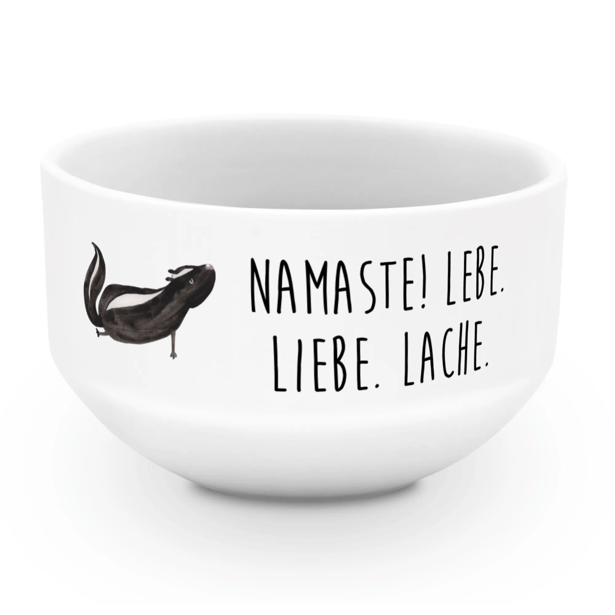 Muesli Bowl skunk yoga fruit bowl, cereal bowl, soup bowl, porcelain bowl, bowl, ceramic bowl, salad bowl, dessert bowl, cereal dish, snack bowl, breakfast bowl, Skunk, Live, Namaste, Love, Predator, Stinker, Yoga, Stinky, Laugh, Wild animal