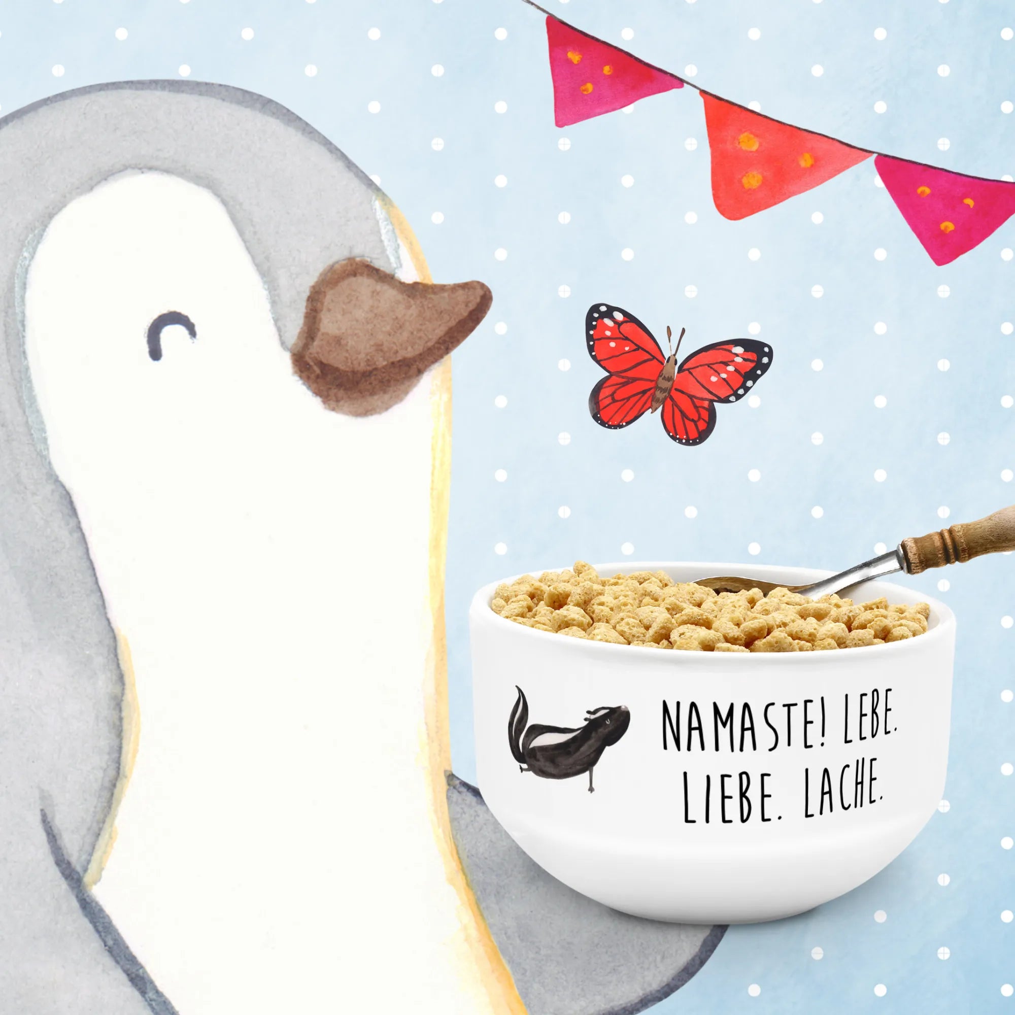 Muesli Bowl skunk yoga fruit bowl, cereal bowl, soup bowl, porcelain bowl, bowl, ceramic bowl, salad bowl, dessert bowl, cereal dish, snack bowl, breakfast bowl, Skunk, Live, Namaste, Love, Predator, Stinker, Yoga, Stinky, Laugh, Wild animal
