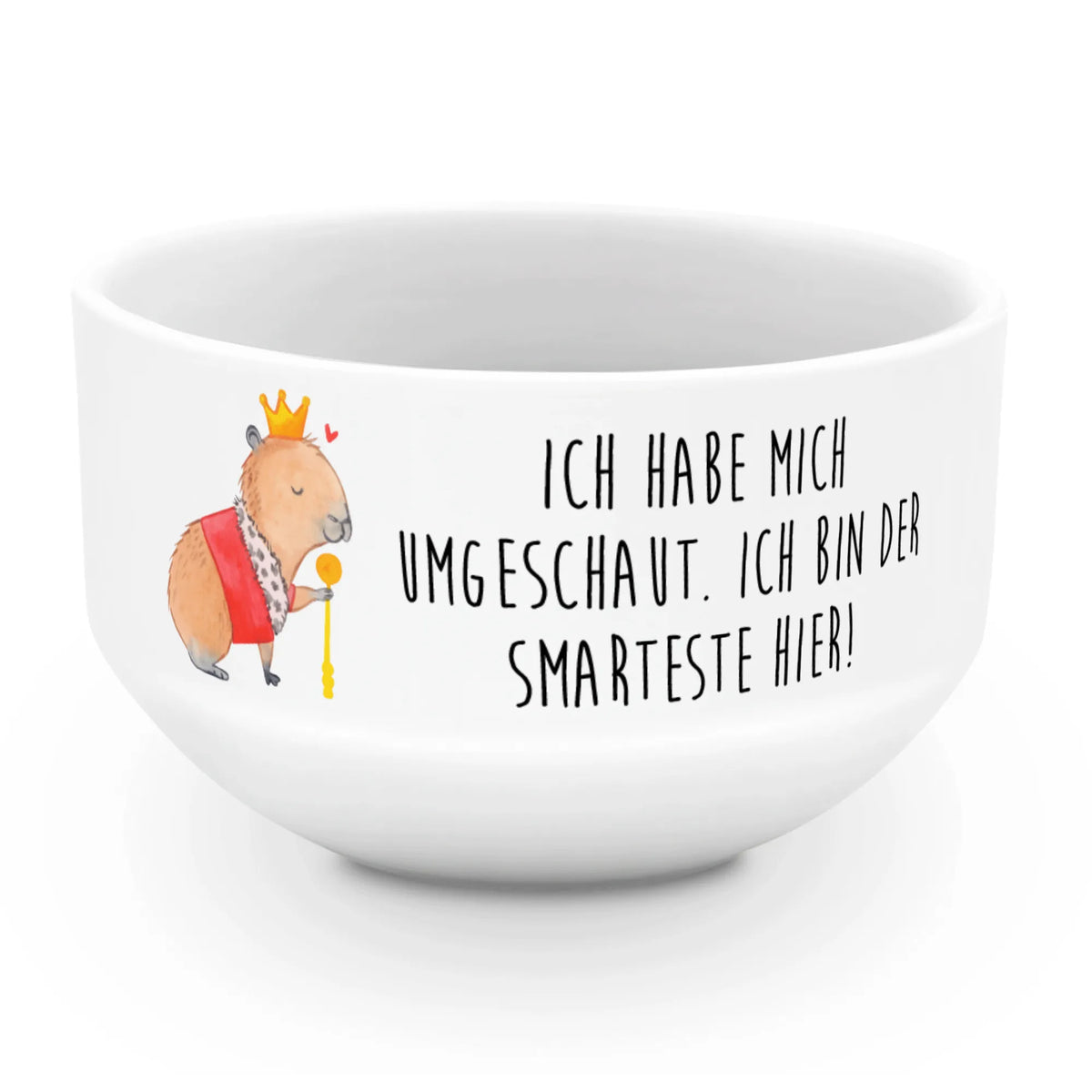 Muesli Bowl Capybara King cereal dish, ceramic bowl, soup bowl, salad bowl, fruit bowl, porcelain bowl, dessert bowl, bowl, breakfast bowl, snack bowl, cereal bowl, small animals, cute, funny, cute animal motives, hand drawn, small world, funny sayings, good mood, happy, gifts, gift ideas, special gifts, animal lover, card