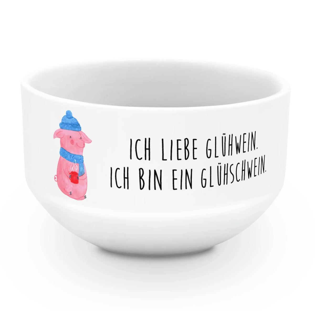 Muesli Bowl Pig Mulled wine porcelain bowl, fruit bowl, breakfast bowl, cereal bowl, ceramic bowl, snack bowl, cereal dish, soup bowl, salad bowl, dessert bowl, bowl, Winter, Christmas, Christmas time, snow, mulled pig, Christmas market, punch, mulled wine