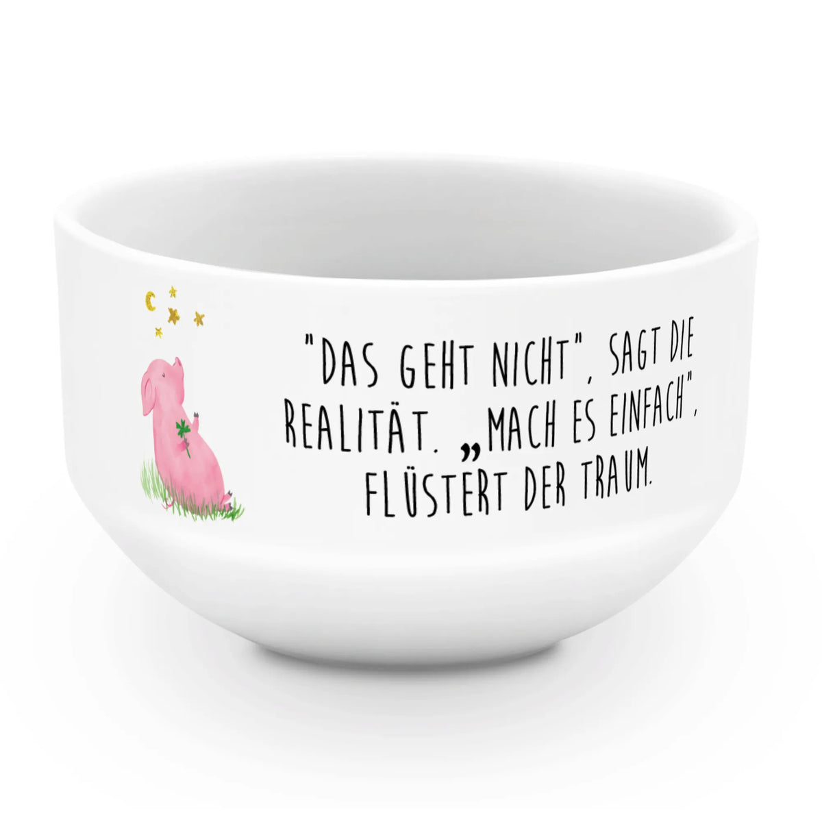 Muesli Bowl Pig Luck card, gift ideas, gifts, small animals, cute, cute animal motives, hand drawn, funny sayings, good mood, special gifts, animal lover, stars, goals, lucky charm, asterisks, Lucky bastard. Luck, piglet