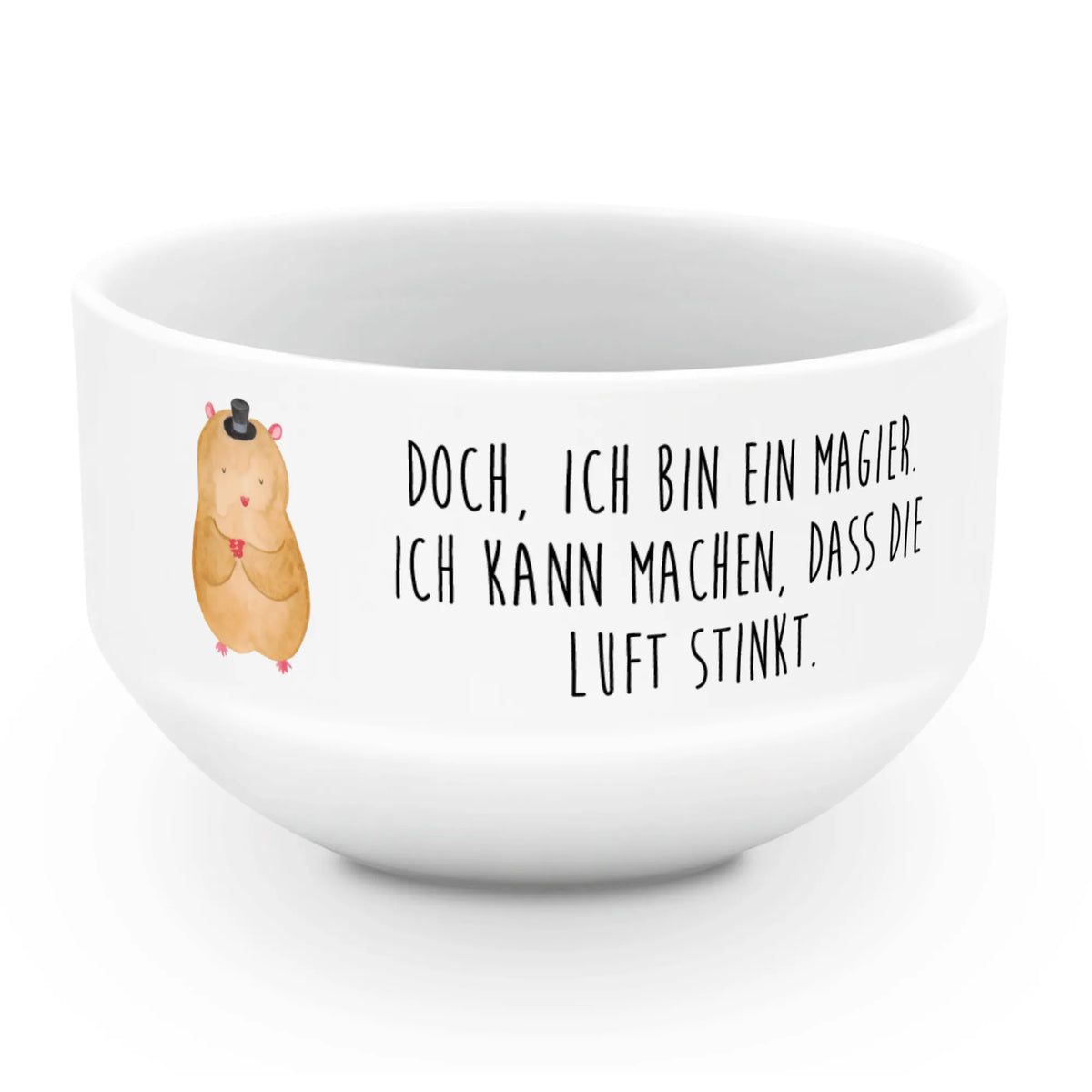 Muesli Bowl hamster cap cereal dish, breakfast bowl, porcelain bowl, cereal bowl, bowl, salad bowl, snack bowl, dessert bowl, fruit bowl, soup bowl, ceramic bowl, small animals, cute, funny, cute animal motives, hand drawn, small world, funny sayings, good mood, happy, gifts, gift ideas, special gifts, animal lover, card, Hamster, hat, top hat, Houdini, wizard, dwarf hamster, magician