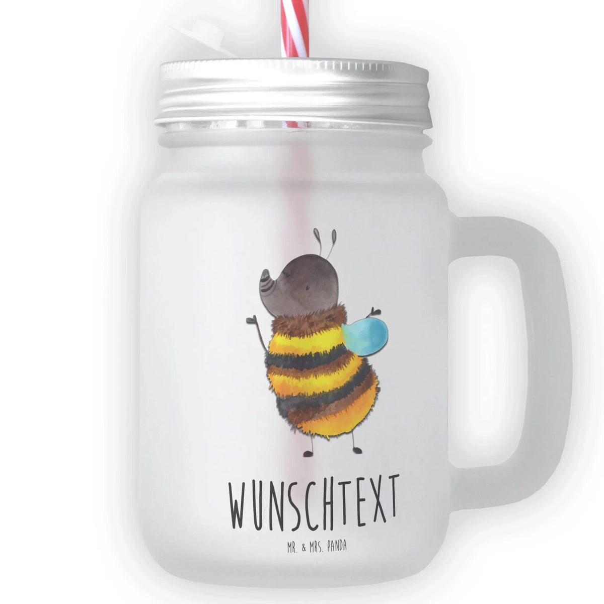 Personalisiertes Trinkglas Mason Jar Hummel flauschig