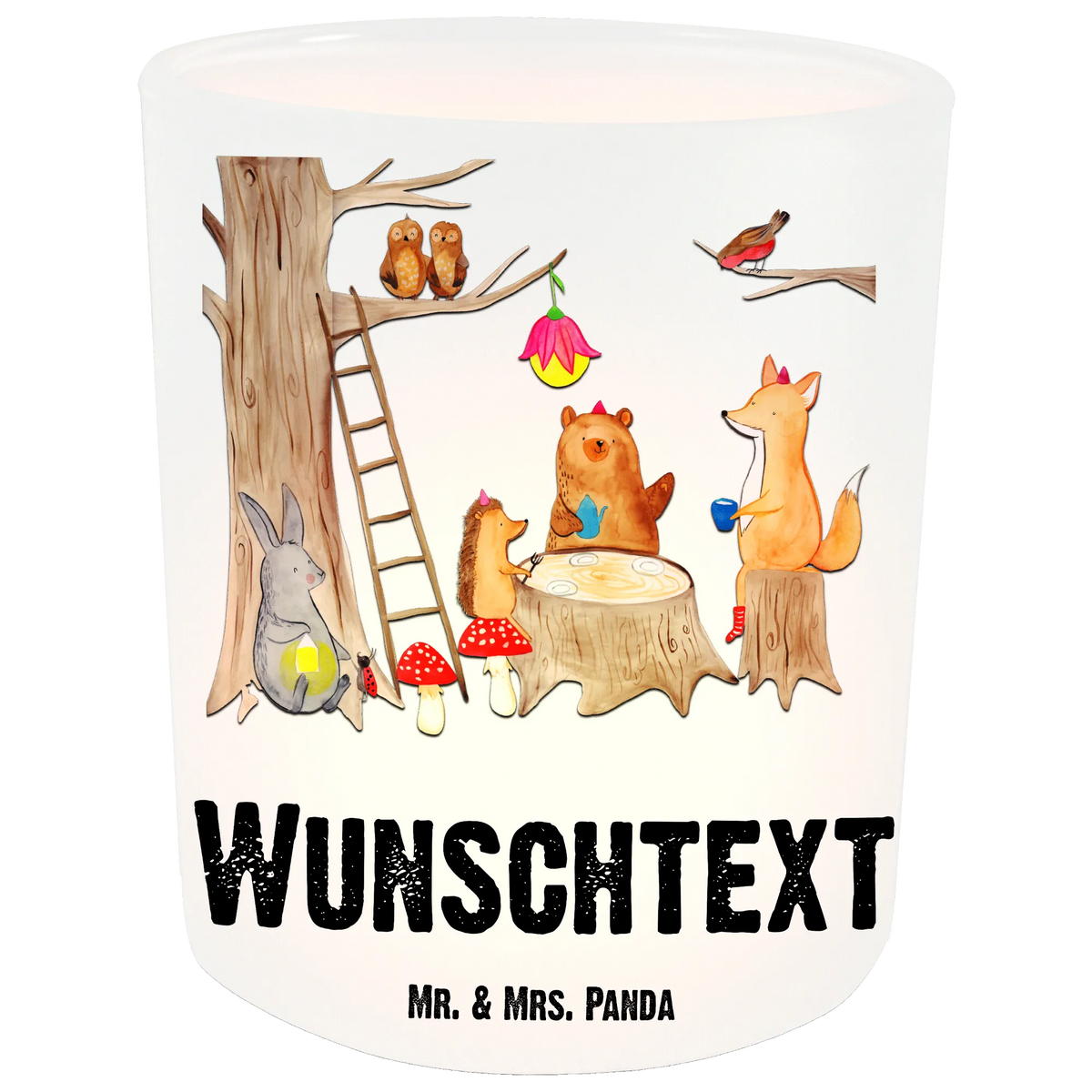 Personalised lantern forest animals picnic card, gift ideas, gifts, small animals, cute, cute animal motives, hand drawn, funny sayings, good mood, special gifts, animal lover, hare, forest, mouse, squirrel, picnic, forest animals