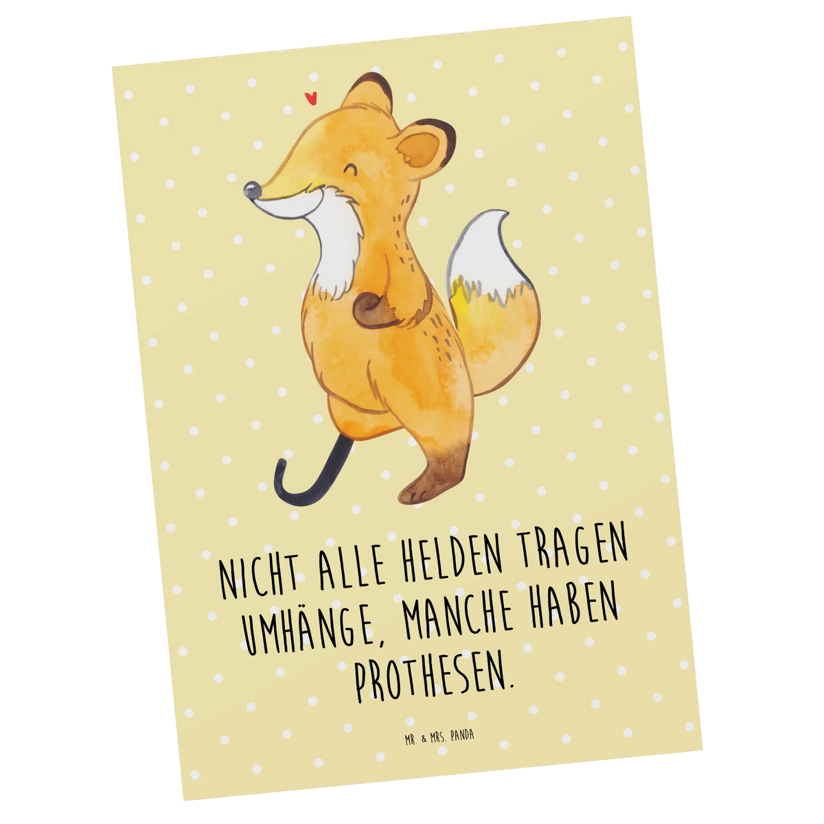 Postkarte Fuchs Beinprothese Grußkarte, Ansichtskarte, spruchkarte, Fotokarte, Kunstkarten, Designkarte, Postkarten, bildkarte, Motivkarte, kunstkarte, Postkarte, Ansichtskarten, einzelkarte, Amputation, Beinprothese, Fuchs, Beimamputation