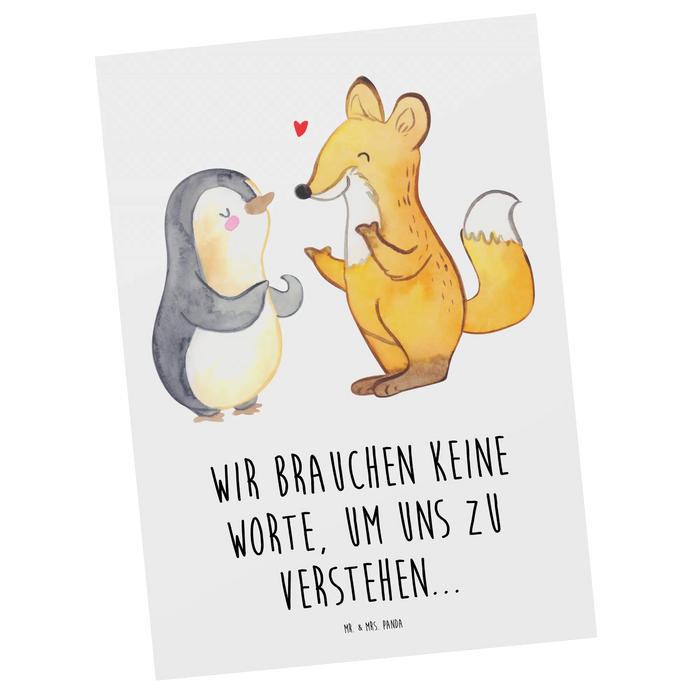 Postkarte Fuchs & Pinguin gehörlos