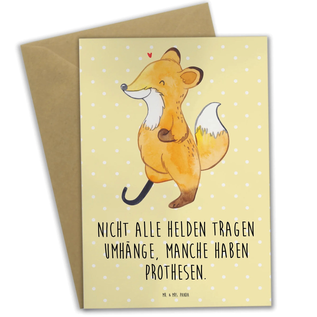 Grußkarte Fuchs Beinprothese genesungskarte, abiturkarte, Grußkarten, glückwunschkarten, valentinstagskarte, dankeskarten, neujahrskarte, jubiläumskarte, osterkarte, weihnachtskarten, Motivkarte, spruchkarte, vatertagskarte, osterkarten, kommunionskarte, Glückwunschkarte, Grußkarte, firmungskarte, Beileidskarte, Klappkarte, einladungskarten, babykarte, hochzeitskarten, Amputation, Beinprothese, Beimamputation, Fuchs
