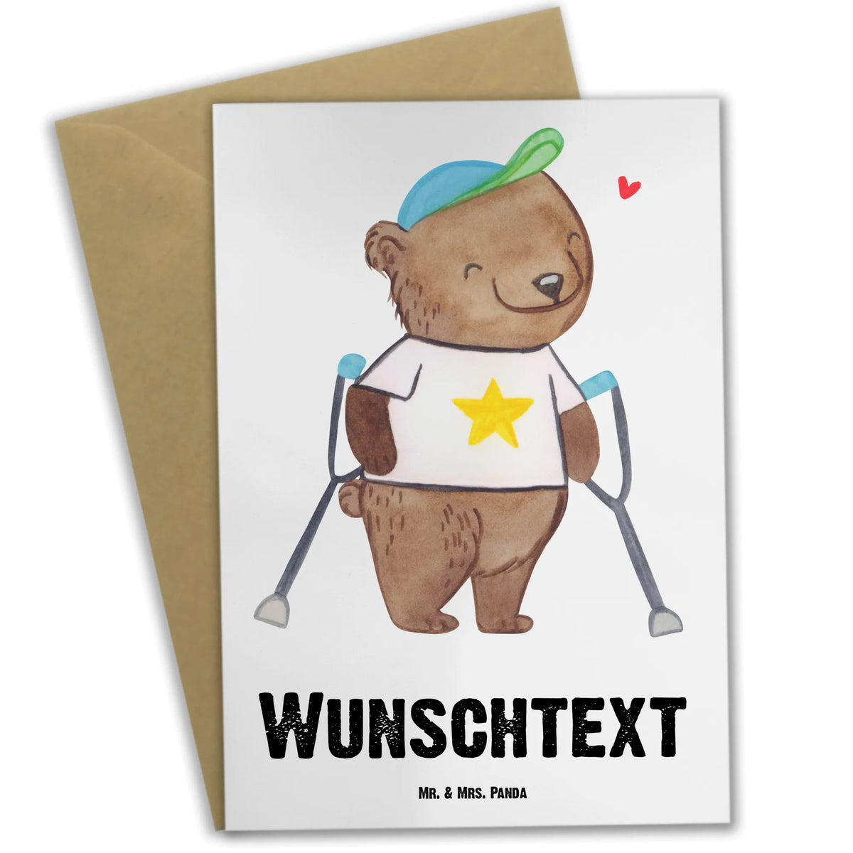 Personalisierte Grußkarte Bär Gehhilfen Personalisierte Karte, grußkarte personalisiert, Grußkarte personalisierbar, individuelle grußkarte, Personalisierte Klappkarte, Grußkarten Personalisiert, Personalisierte Grußkarte, Gehhilfe, Krücken, Bär