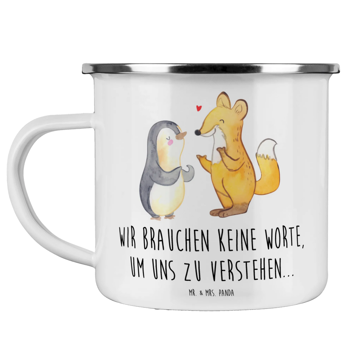 Camping Emaille Tasse Fuchs & Pinguin gehörlos Blechtasse, metallbecher, Pott, wanderbecher, reisetasse, Emailletasse, Emaille Becher, Haferl, Outdoor Becher, Emaille Tasse, Outdoor Tasse, blechbecher, outdoortasse, Teebecher, wandertasse, Tasse Emaille, emaillebecher, Reisebecher, Kaffeepott, Teetasse, Campingbecher, Campingtasse, Motivtasse, becher emaille, Gebärdensprache, Fuchs, Gehörlos, Pinguin