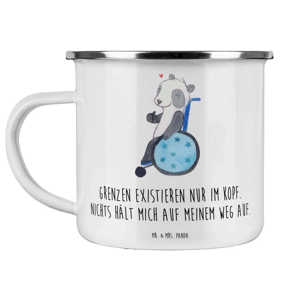 Camping Emaille Tasse Panda Rollstuhl becher emaille, Blechtasse, Pott, Teetasse, Haferl, Motivtasse, reisetasse, blechbecher, Reisebecher, metallbecher, Emailletasse, Emaille Tasse, outdoortasse, wandertasse, Campingbecher, Tasse Emaille, Teebecher, Outdoor Becher, Kaffeepott, Emaille Becher, Campingtasse, Outdoor Tasse, wanderbecher, emaillebecher, Panda, Rollstuhl