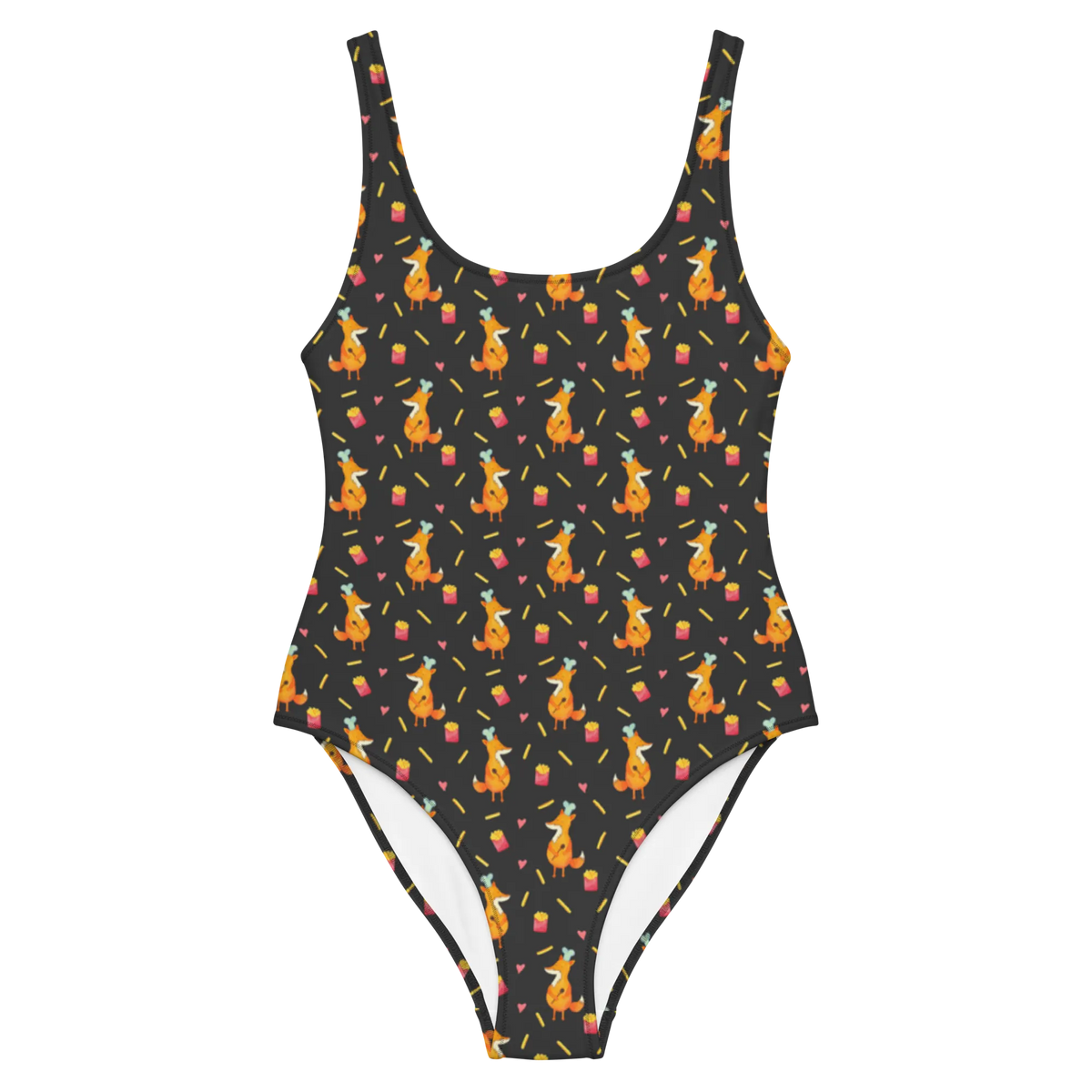 Badeanzug Fuchs Pommes Muster Schwimmkostüm, Strandmode, Bade-Einteiler, Badekostüm, Shape-Badeanzug, Damen-Badeanzug, Beachwear, Rückenfreier Badeanzug, Badedress, Einteiliger Badeanzug, Badebekleidung, Schwimmbekleidung, Schwimmanzug, Bademode, Badeoutfit, Badeanzug, UV-Badeanzug, Sonnenschutz-Badeanzug, Damenbadeanzug, Luxus-Badeanzug, Schwimmdress, Damen-Einteiler, Swimsuit, Pommes Muster, Pommes, Pomes Frites, Fuchs Muster, Fuchs