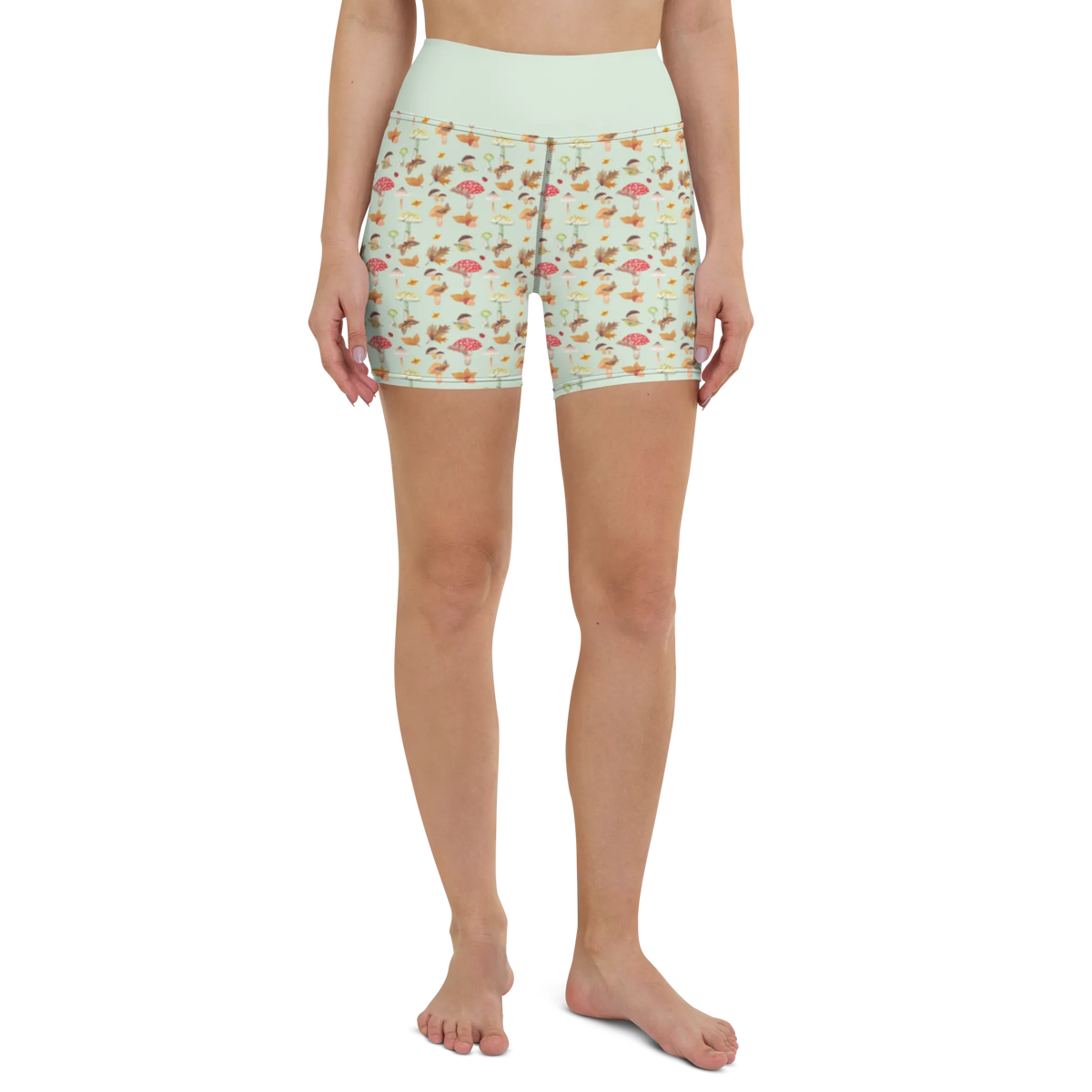 Yoga Shorts Herbst Pilze Muster Sportshorts, Sporthose, Yoga Shorts, Yoga Shorts Damen, Fitnesshose, Yogashorts, Sportshorts Damen, Yogabekleidung, Sportbekleidung, Herbstwald, Pilz Muster, Pilze, Wald, Schmetterlings Muster