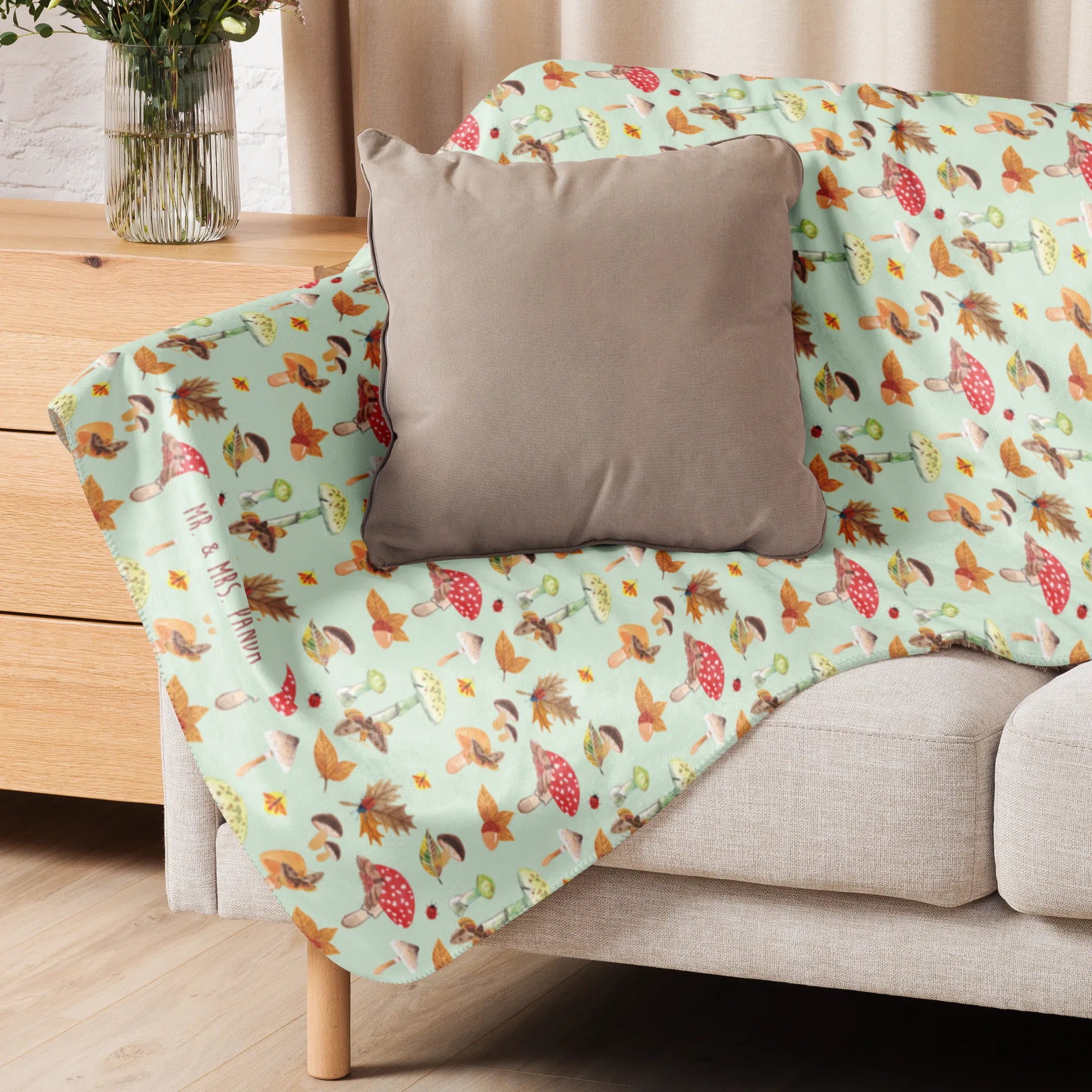 Koc Sherpa Jesień Grzyby Winterdecke, Sherpa-Decke, Schmusedecke, Couchdecke, Wohndecke, Plaid, Heimdecke, Überwurf, Plüschdecke, Sofadecke, Wärmedecke, Tagesdecke, Kuscheldecke groß, Sherpa Decke, Flauschdecke, Kuscheldecke, Decke, Wald, Pilz Muster, Pilze, Herbstwald, Schmetterlings Muster