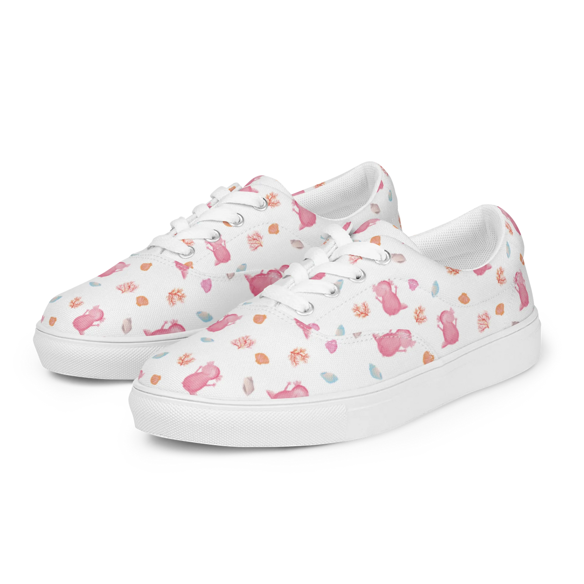 Damen Stoffschuhe Axolotl Hurra Muster Stoffsneaker, Schnürer, Stoffschuhe Damen, Freizeitschuh, Canvasschuhe, Damenschuhe, Sportschuhe, Damensneaker, Freizeitschuhe, Stoffschuhe, Schnürschuhe, Sneaker Damen, Stoff-Sneaker, Turnschuhe Damen, Segeltuchschuhe, Canvas Schuhe, Stoffturnschuhe, Damen Halbschuhe, Canvas-Sneaker, Leinenschuhe, Stoffschuh, Halbschuhe, Leinensneaker, Axolotl, Molch, Schwanzlurch, Zufriedenheit, Fröhlich, Freude, Lurch, Axolot, Motivation, Spaß, Lurche