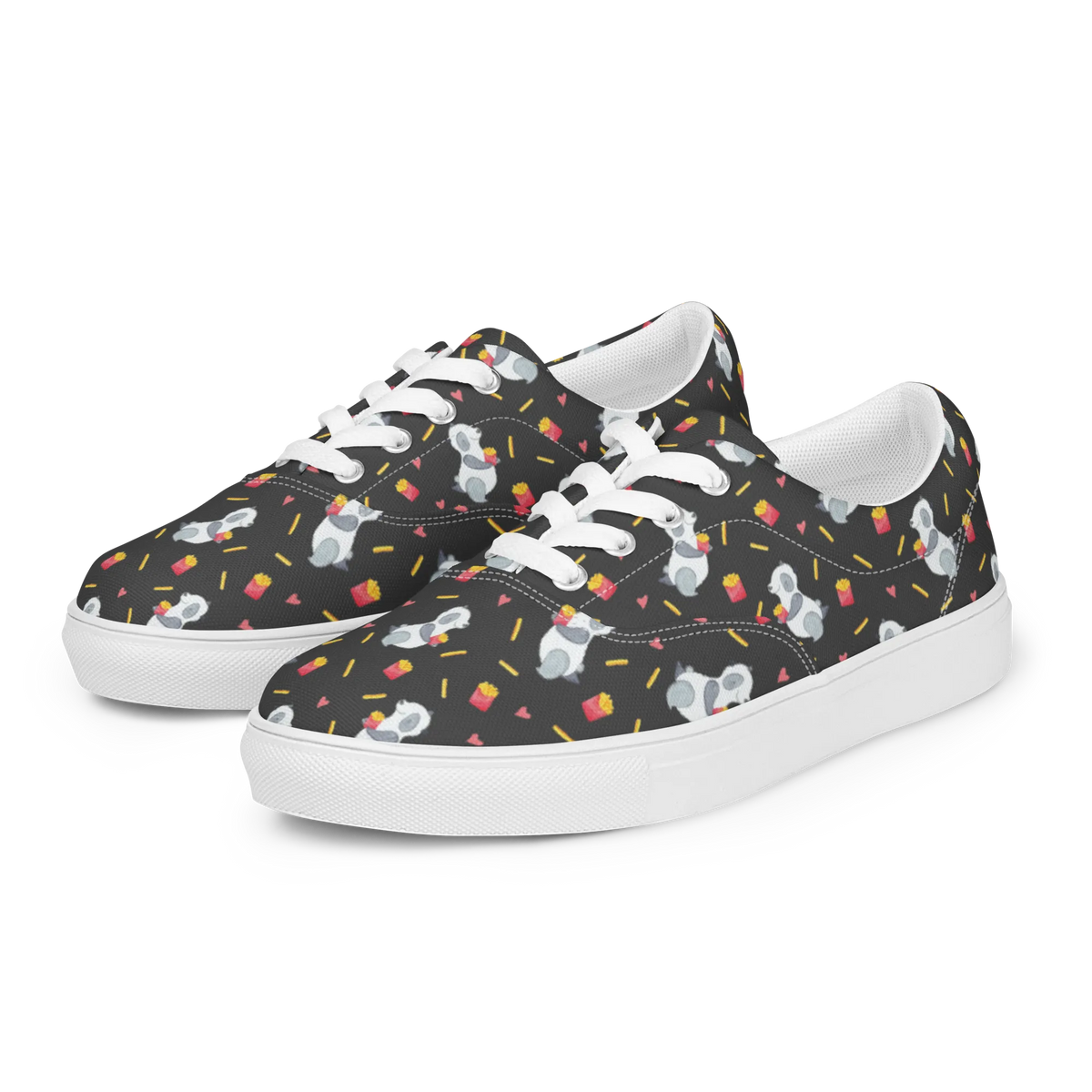Women's Fabric Shoes Panda Fries Stoffschuhe Damen, Freizeitschuhe, Stoffschuhe, Turnschuhe Damen, Damen Halbschuhe, Damenschuhe, Canvas-Sneaker, Halbschuhe, Segeltuchschuhe, Stoffschuh, Freizeitschuh, Leinenschuhe, Schnürer, Sportschuhe, Stoffsneaker, Stoffturnschuhe, Schnürschuhe, Canvasschuhe, Damensneaker, Sneaker Damen, Leinensneaker, Stoff-Sneaker, Canvas Schuhe, Pommes Muster, Panda, Panda Muster, Pommes