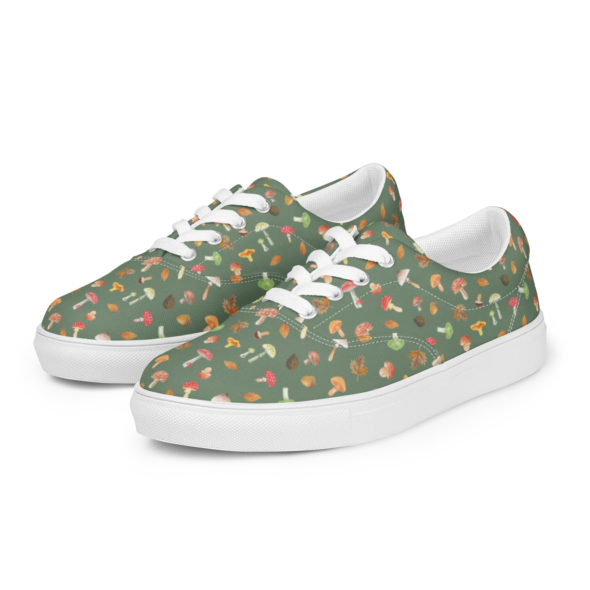 Women's Fabric Shoes Mushroom Forest Halbschuhe, Stoffschuh, Canvas-Sneaker, Damen Halbschuhe, Stoff-Sneaker, Damenschuhe, Freizeitschuhe, Stoffturnschuhe, Turnschuhe Damen, Canvas Schuhe, Damensneaker, Leinensneaker, Canvasschuhe, Freizeitschuh, Stoffschuhe Damen, Sneaker Damen, Stoffschuhe, Leinenschuhe, Sportschuhe, Schnürer, Stoffsneaker, Schnürschuhe, Segeltuchschuhe, Pilze, Wald, Pilz Muster, Laub Muster