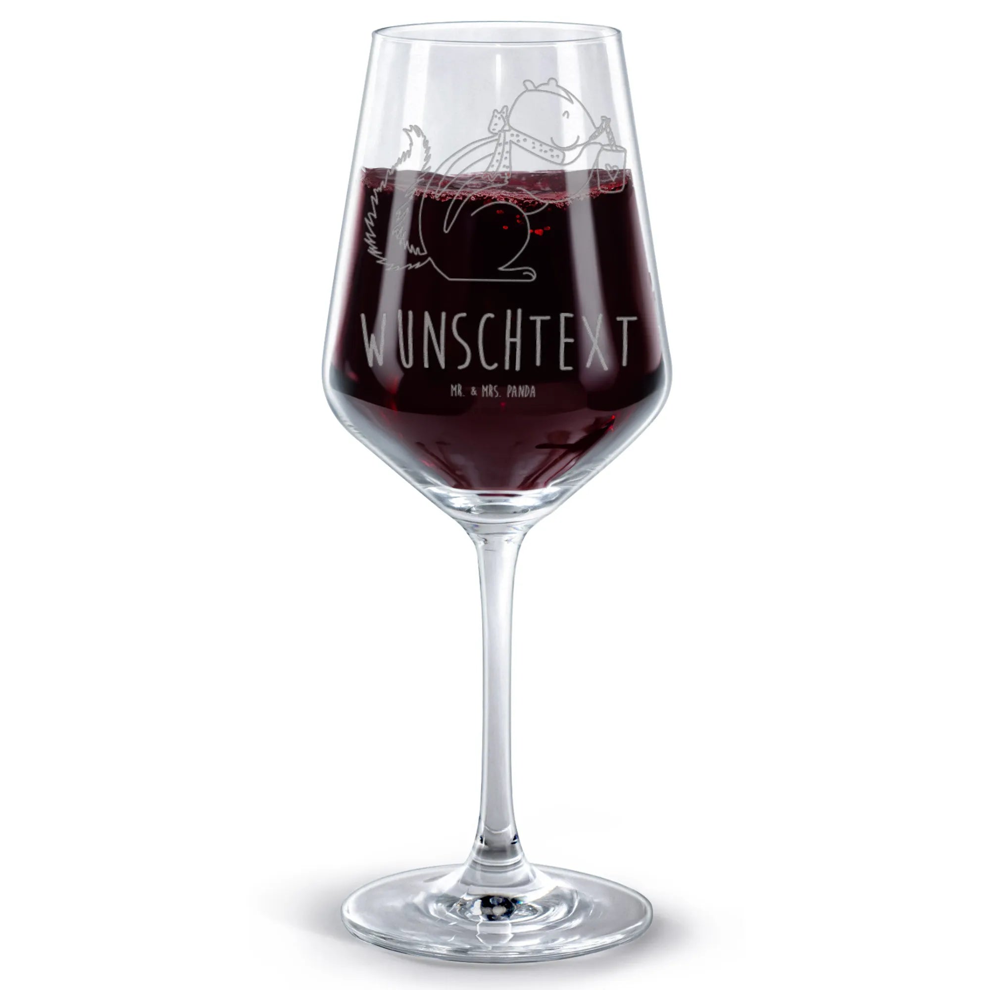 Personalized Red Wine Glass Squirrel smoothies small animals, cute, funny, cute animal motives, hand drawn, small world, funny sayings, good mood, happy, gifts, gift ideas, special gifts, animal lover, card, chipmunks, weight loss, diet, squirrels, Green smoothies