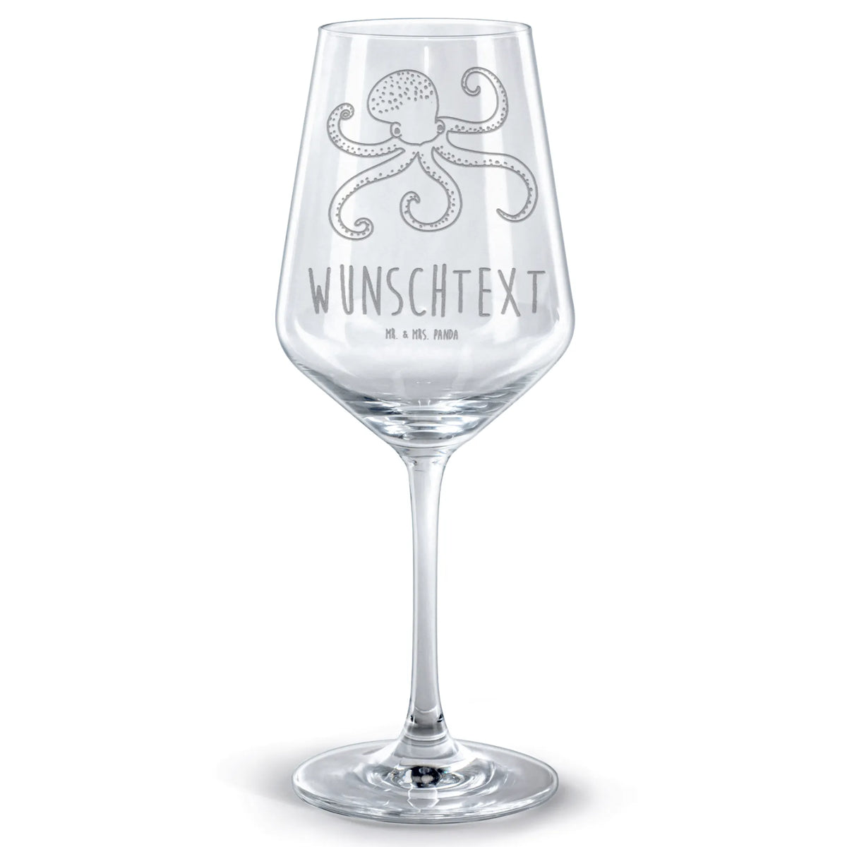 Personalized Red Wine Glass Squid small animals, cute, funny, cute animal motives, hand drawn, small world, funny sayings, good mood, happy, gifts, gift ideas, special gifts, animal lover, card, sea animal, octopus, arms, ocean, water, squid, sea