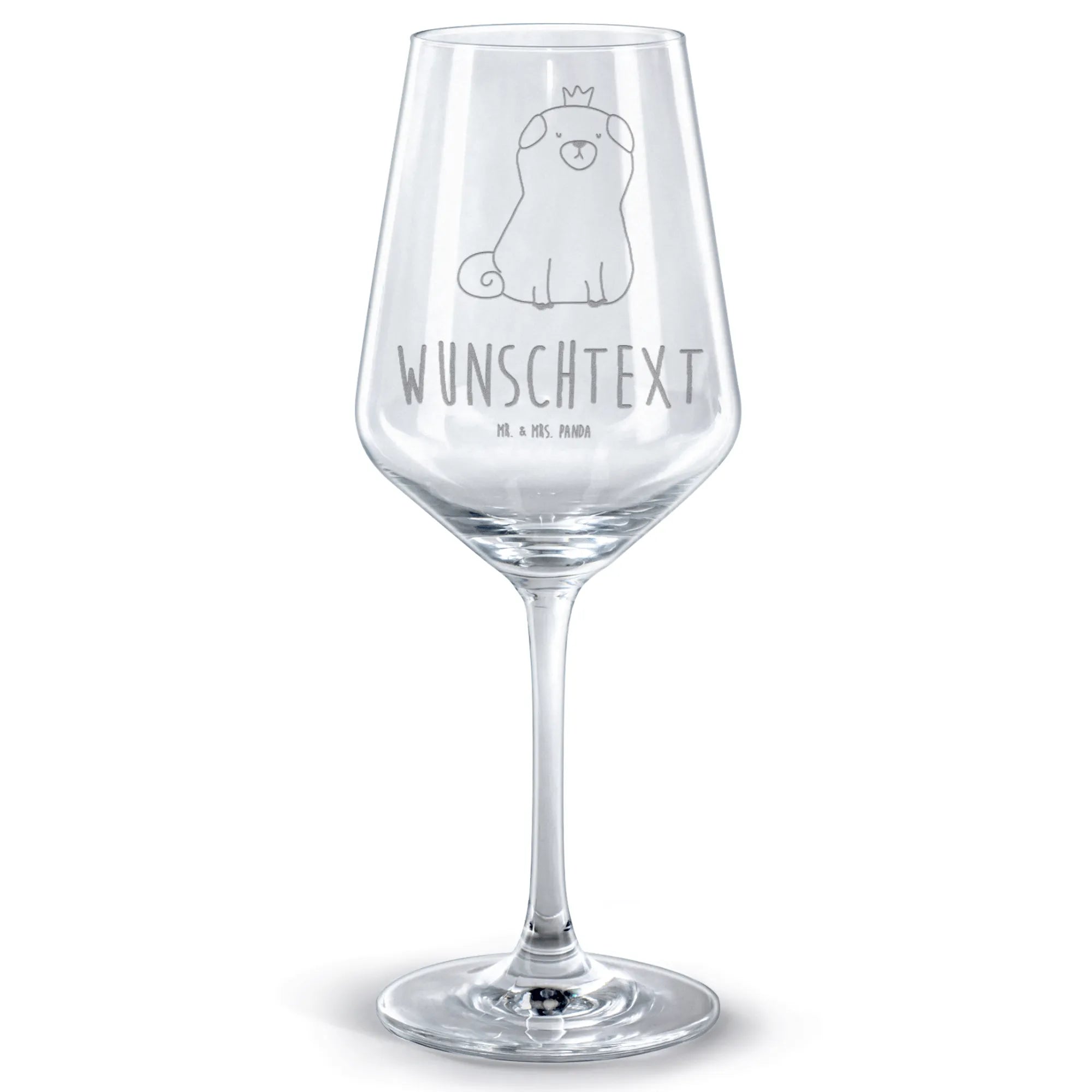 Personalized Red Wine Glass pug Crown dog, mutt, hound, woof, dog mama, dog breed, love dogs, love for dogs, dog decorative items, bag with dog print, funny gifts for dog owners, what do you give a dog lover, Christmas gifts for dogs, gifts for dogs, dog sayings, house rules, dog owners. Saying, Pug, funny, allergic, childless