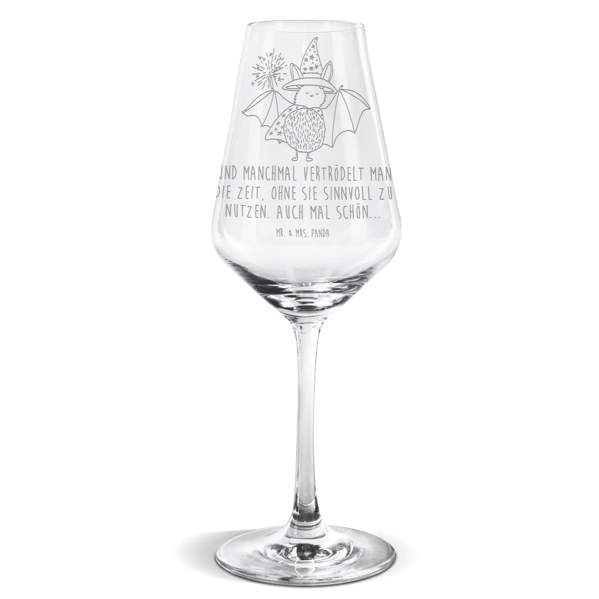 Weißwein Glas Fledermaus Zauberer Weinglas Für Weißwein, Weißweinkelch, Weißwein Kelch, Weinglas, wein glas, Panda Weinglas, Mr. & Mrs. Panda Weinglas, Weißwein Glas, Lustige Sprüche, Tiere, Tiermotive, Gute Laune, Magier, Fledermaus, Fledermäuse, Zauberer, Frauen, Reinsteigern