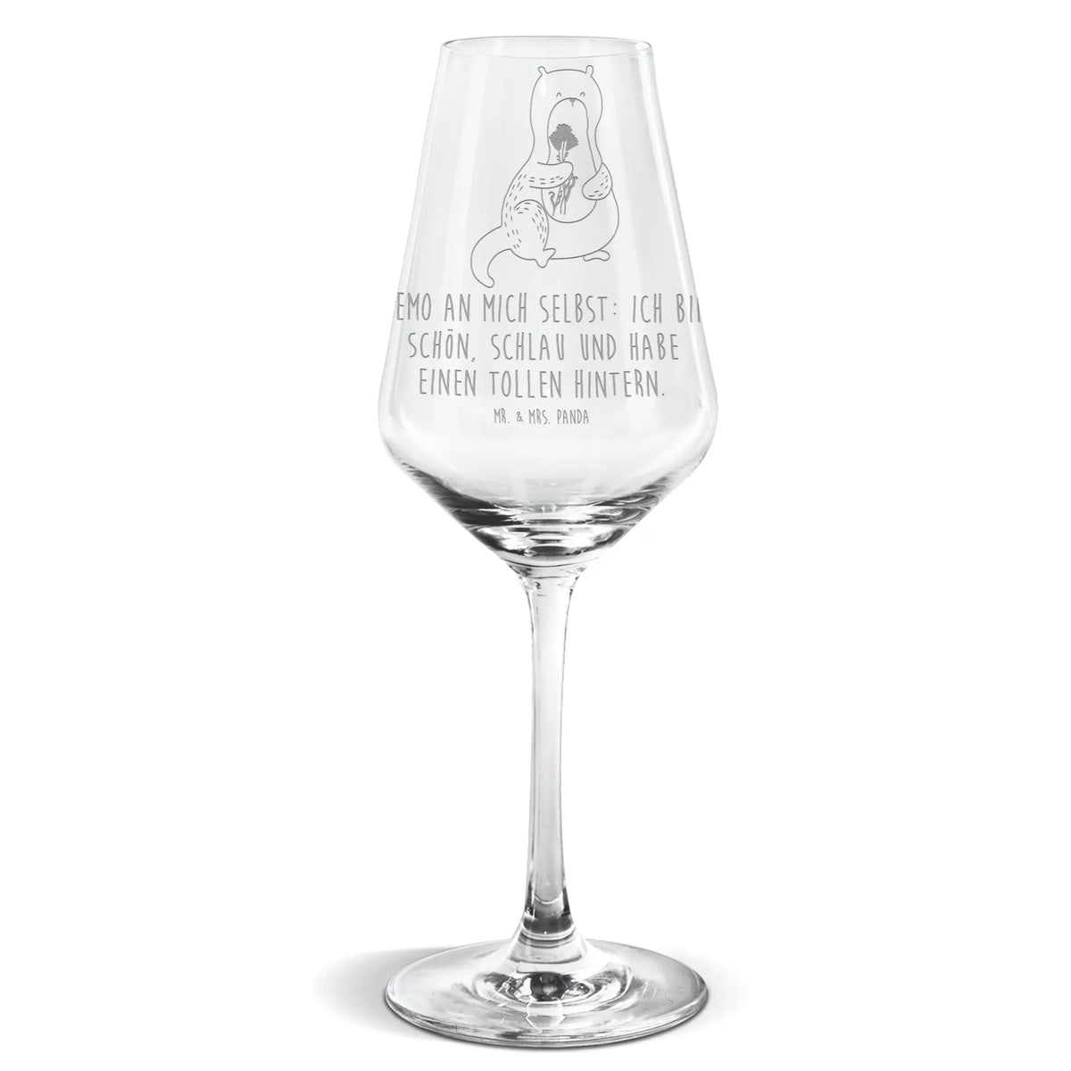 Weißwein Glas Otter Blumenstrauß Panda Weinglas, Weißwein Kelch, Weinglas, Weißwein Glas, wein glas, Weißweinkelch, Weinglas Für Weißwein, Mr. & Mrs. Panda Weinglas, Otter, Fischotter, Seeotter, Otter Seeotter See Otter