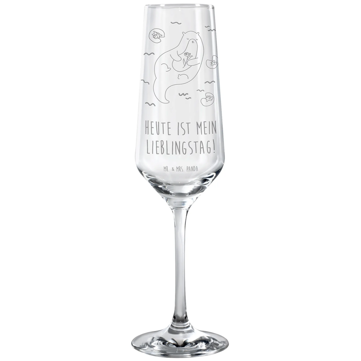 Sektglas Otter Seerose dekorglas, graviertes sektglas, Kelchglas, Schaumweinglas, Champagnerglas, Glas, Trinkglas, Geschenkglas, Sektglas graviert, Proseccoglas, Sektglas, Sektkelch, Sektflöte, Flute Glas, Sektglas mit Gravur, Otter, Fischotter, Seeotter, Otter Seeotter See Otter