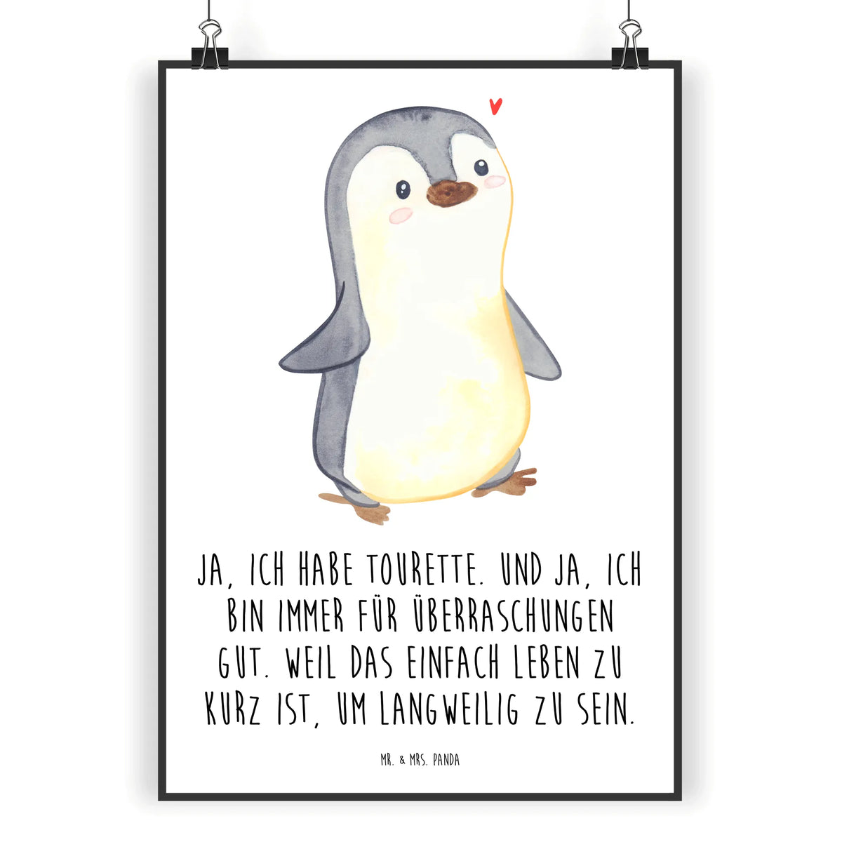 Poster Pinguin Tourette Kunstdruck, typografie poster, Posterdruck, Designposter, Panda Poster, Plakat, Deko Poster, kunstdruck poster, drucke, wanddruck, Mr. & Mrs. Panda Poster, Wandschmuck, wanddeko, Wandbild, Bild, grafikposter, Wanddekoration, Design Poster, Wanddeko Bild, kunstposter, Deko Bild, wandkunst, Tourette Syndrom, Tics, Neuro-psychiatrische Erkrankung, Ticstörung, Tourette