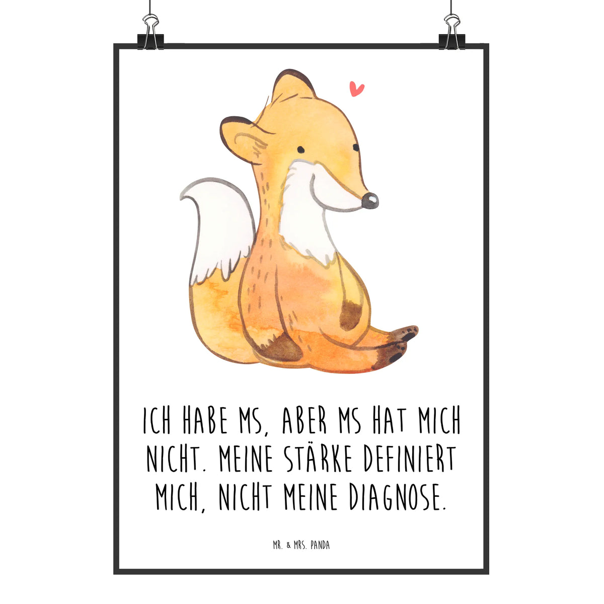 Poster Fuchs Multiple Sklerose Posterdruck, wanddeko, Panda Poster, kunstposter, Wanddekoration, Bild, typografie poster, Wandschmuck, Design Poster, wandkunst, Designposter, Deko Poster, Plakat, Kunstdruck, kunstdruck poster, Wanddeko Bild, drucke, Deko Bild, grafikposter, wanddruck, Wandbild, Mr. & Mrs. Panda Poster, Empfindungsstörungen, Autoimmunerkrankung, Multiple Sklerose, Fuchs, MS, Muskellähmungen, Schübe