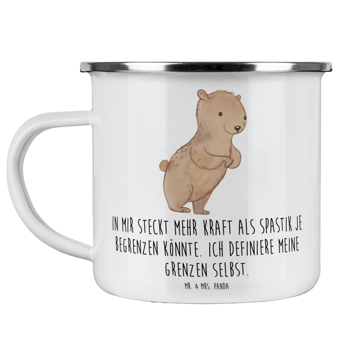 Camping Emaille Tasse Bär Spastik blechbecher, Kaffeepott, Campingtasse, Teebecher, wanderbecher, Haferl, Reisebecher, reisetasse, Pott, Campingbecher, Emaille Becher, wandertasse, emaillebecher, Motivtasse, becher emaille, Outdoor Tasse, Outdoor Becher, Teetasse, Emaille Tasse, Emailletasse, metallbecher, outdoortasse, Blechtasse, Tasse Emaille, Spasmus, Spastik, Spastizität, Bär