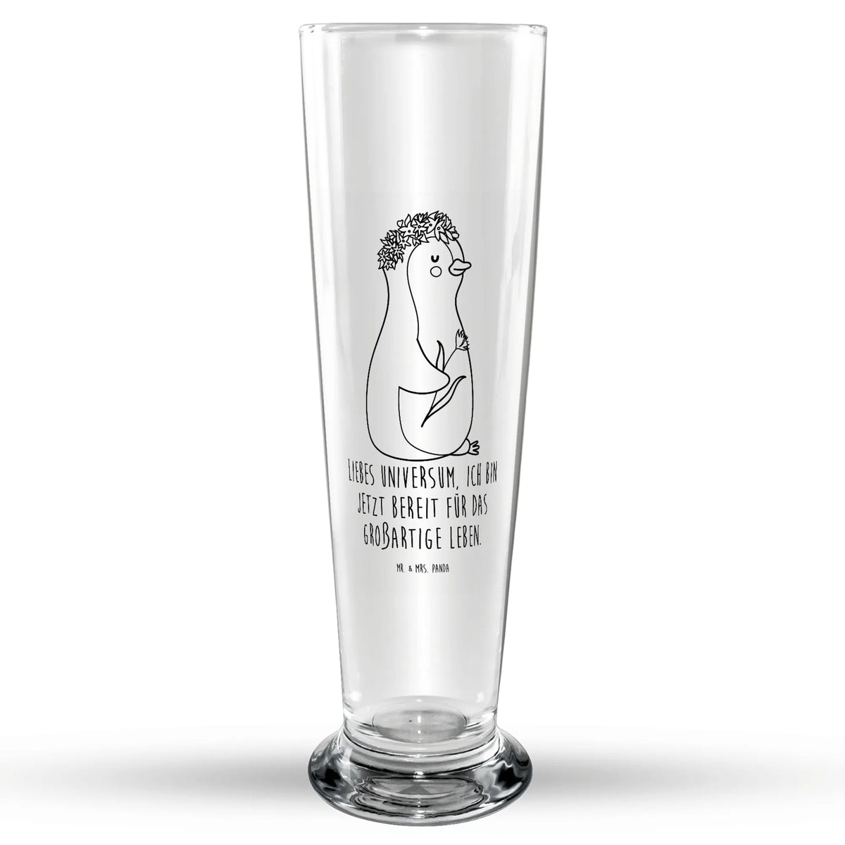 Bierglas Pinguin Blumen Glasbierglas, Bierbecher, Bier Glas, Bierglas, Glasbecher, Trinkglas, Pinguin, Liebeskummer, Wünsche, Lebensziele, Pinguine, Geschenkidee, Motivation, Leben, Universum, Ziele, Lebenslust, Blumenkranz