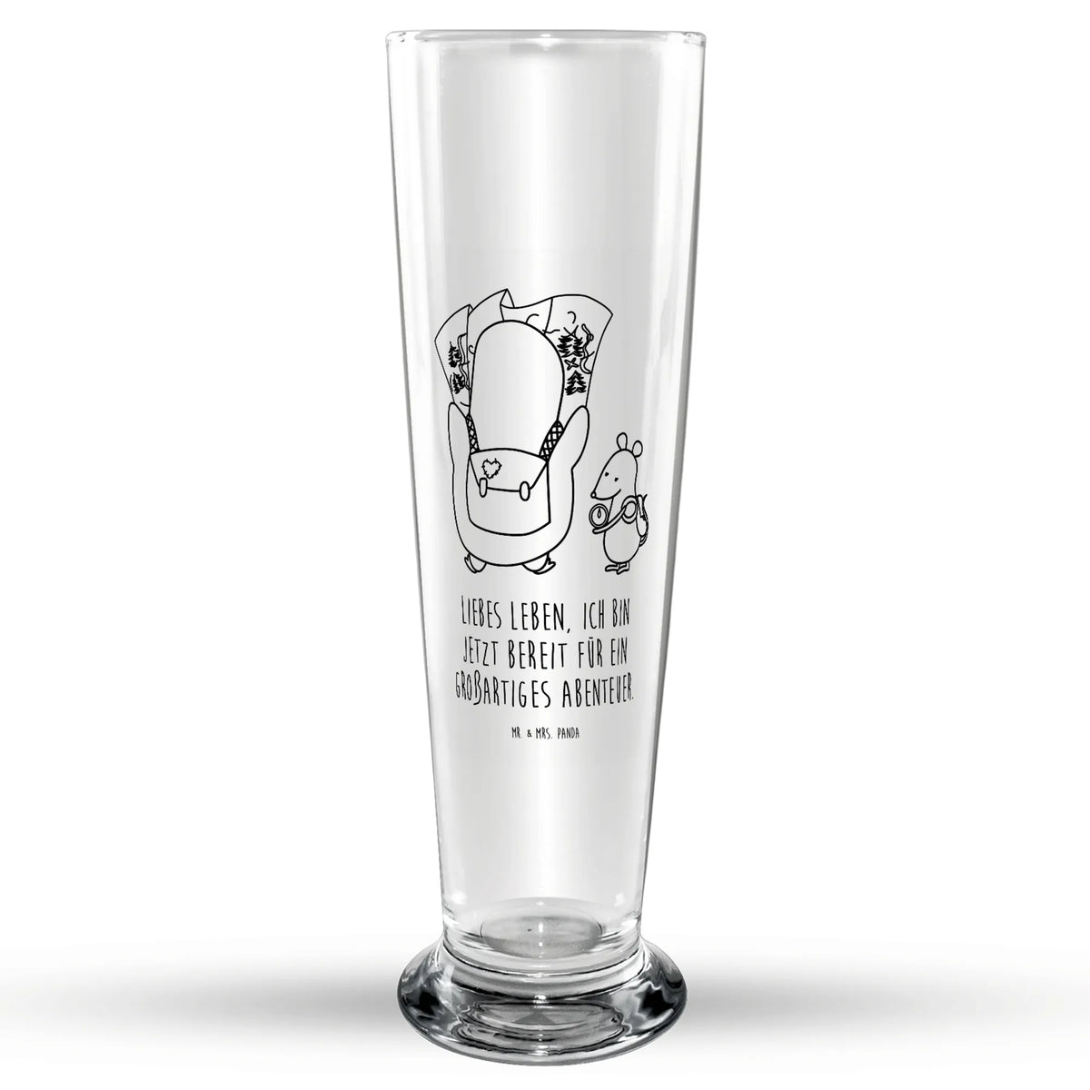 Bierglas Pinguin & Maus Wanderer Glasbecher, Bierglas, Bier Glas, Trinkglas, Bierbecher, Glasbierglas, Pinguin, Wandern, Abenteuer, Wanderlust, Ausflug, Pinguine, Abenteurer, Roadtrip