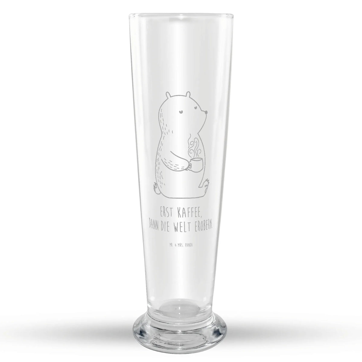 Weizenglas Bär Kaffee Weizen Glas, Weißbierglas, Mr & Mrs Panda Weizenglas, Bierglas, Weizenbier Glas, Bier Glas, Teddy, Bär, Teddybär, Kaffee, Welt Erobern, Morgenroutine, Guten Morgen, Motivation, Bären, Welt Retten, Coffee
