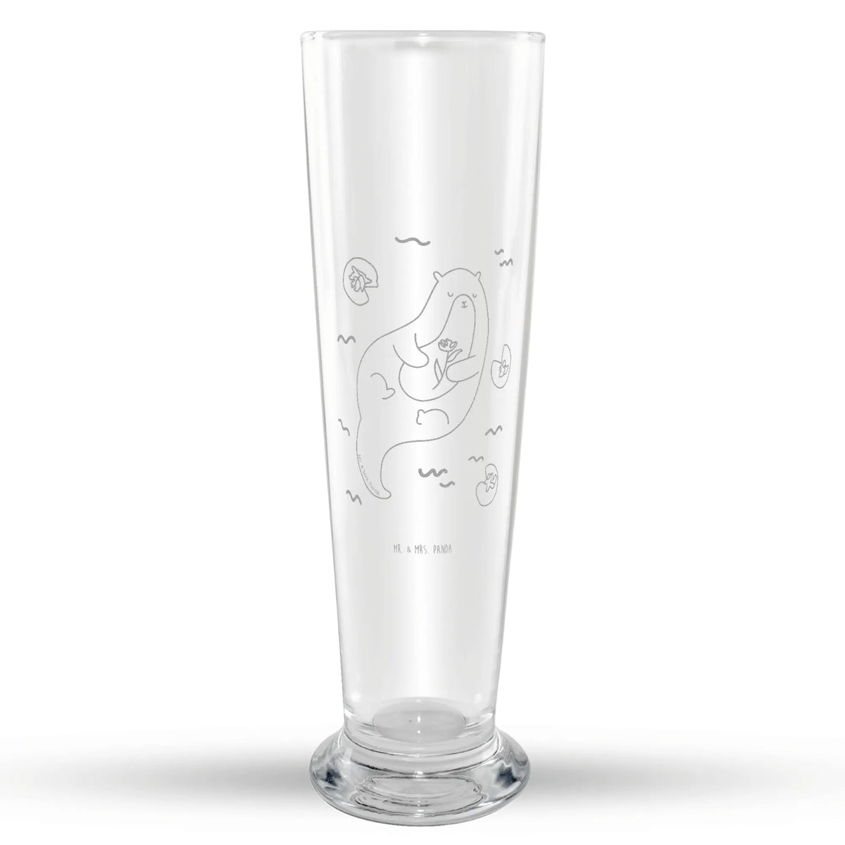 Weizenglas Otter Seerose Mr & Mrs Panda Weizenglas, Bierglas, Weißbierglas, Bier Glas, Weizenbier Glas, Weizen Glas, Otter, Fischotter, Seeotter, Otter Seeotter See Otter