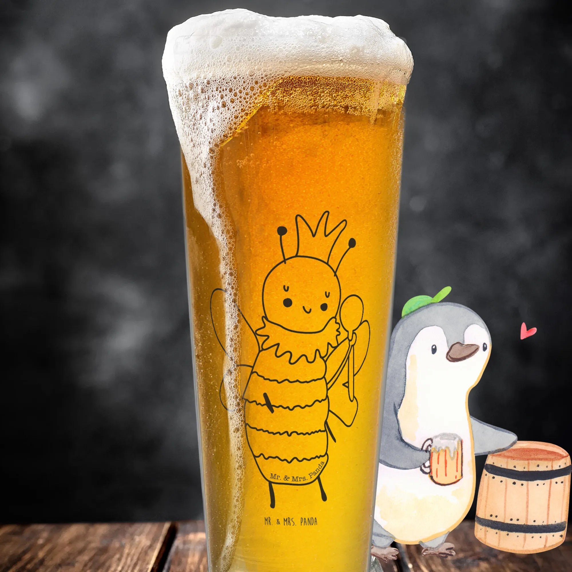 wheat glass bee king Weizen Glas, Bierglas, Bier Glas, Mr & Mrs Panda Weizenglas, Weizenbier Glas, Weißbierglas, Biene, Hummel, Wespe