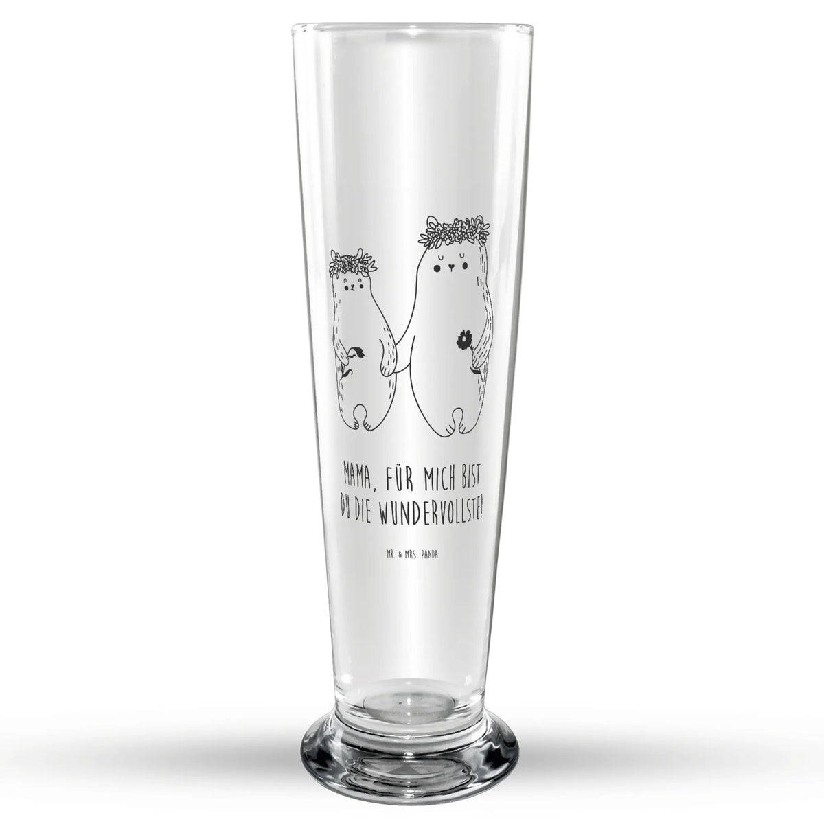 Weizenglas Bären mit Blumenkranz Bier Glas, Mr & Mrs Panda Weizenglas, Weizen Glas, Weißbierglas, Bierglas, Weizenbier Glas, Muttertag, Vatertag, Mama, Papa, Oma, Opa, Familie, Schwester, Bruder, Beste Mutter, Lieblingsmama, Lieblingsmensch, Kind, Mutti, Tochter, Bären, Weltbeste Mama, Family, Geschenk Mama. Muttertag, Kinder, Mutter, Bär, Töchter, Vorbild, Mami