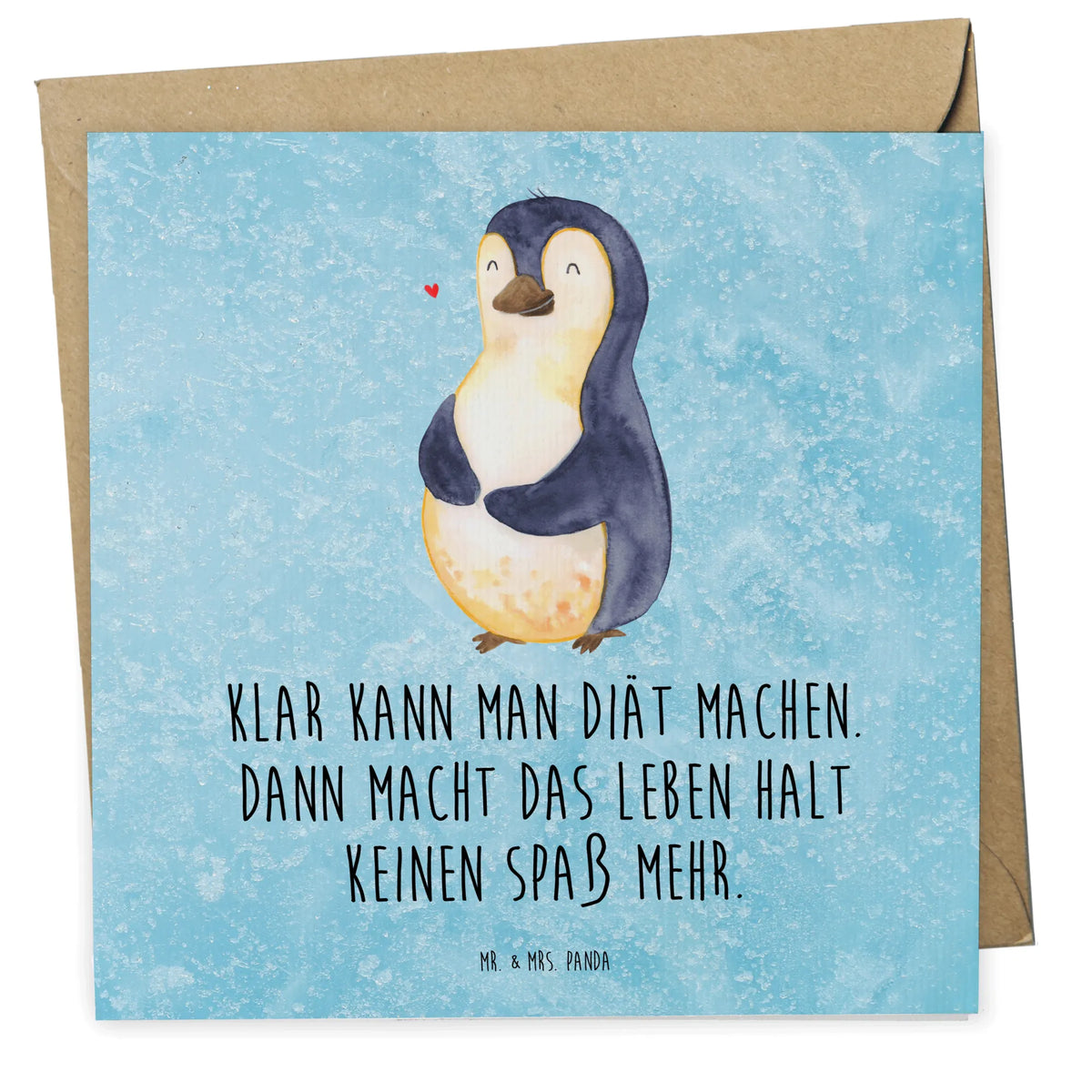 Deluxe Karte Pinguin Diät faltkarte, doppelkarte, Grußkarte, anlasskarte, Glückwunschkarte, Klappkarte, Pinguin, Selbstliebe, Abnehmen, Diät, Pinguine, Selbstrespekt, Abspecken, Gewicht, Motivation, Körperliebe