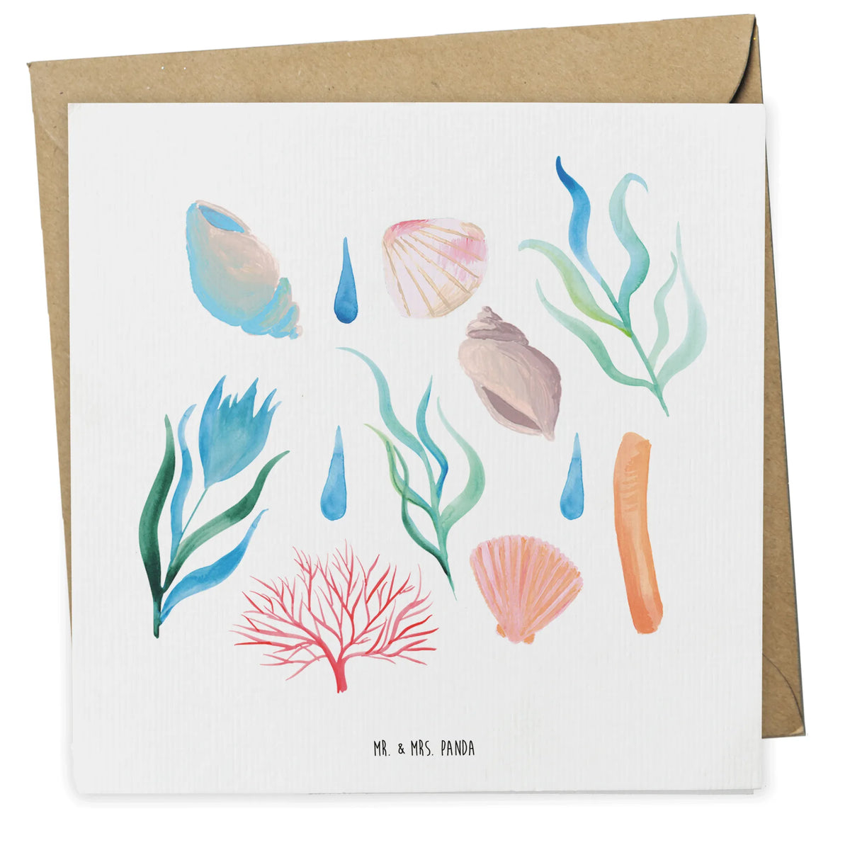 Deluxe Karte Meeresrauschen Design Glückwunschkarte, Klappkarte, faltkarte, doppelkarte, anlasskarte, Grußkarte, Muster, Beach, Muscheln, Korallen, Strand, Meer, Maritim, Strand Motive