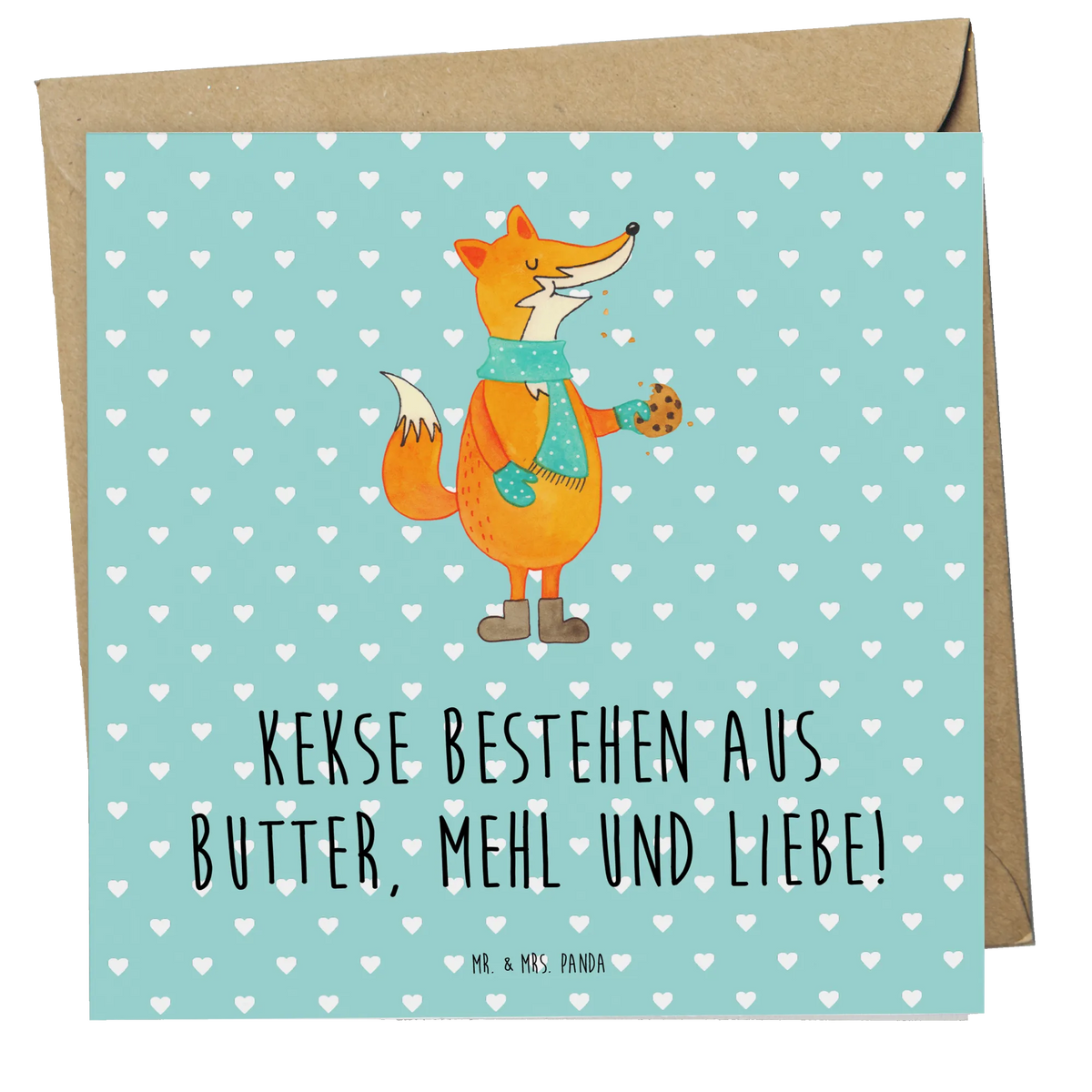 Deluxe Karte Fuchs Keks faltkarte, Glückwunschkarte, Klappkarte, Grußkarte, doppelkarte, anlasskarte, Fuchs, Küche Deko, Backen Spruch, Kekse, Füchse, Plätzchen, Winter, Weihnachtszeit, Liebe