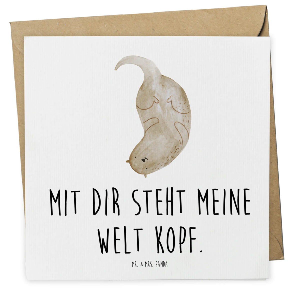 Deluxe Karte Otter Kopfüber Glückwunschkarte, faltkarte, doppelkarte, Klappkarte, Grußkarte, anlasskarte, Fischotter, Seeotter, Otter, Otter Seeotter See Otter