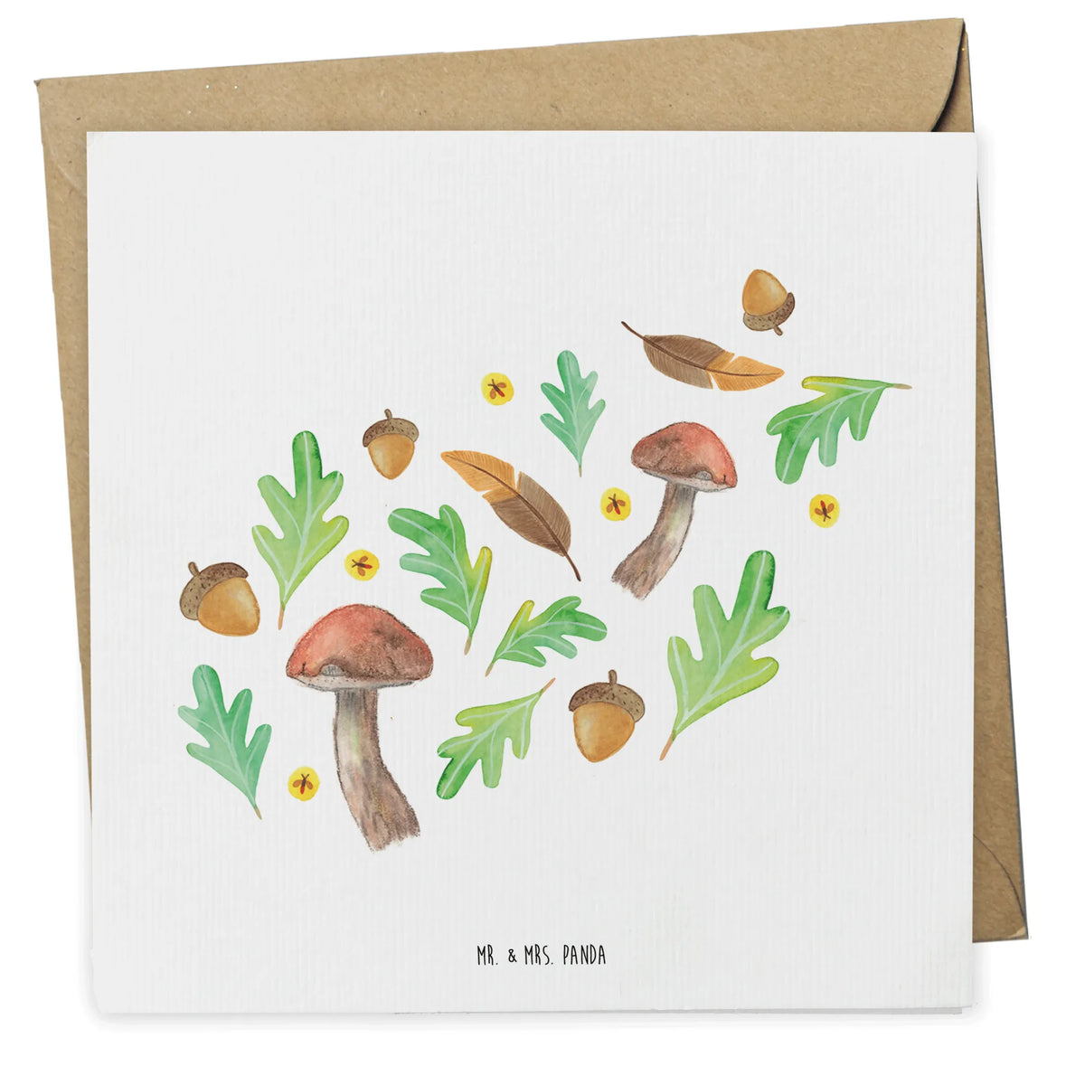 Deluxe Karte Waldträume Design Grußkarte, Glückwunschkarte, faltkarte, anlasskarte, doppelkarte, Klappkarte, Laub, Aquarellmuster, Wald, Glühwürmchen, Eiche, Aquarell, Pilze, Blätter, Natur, Waldspaziergang