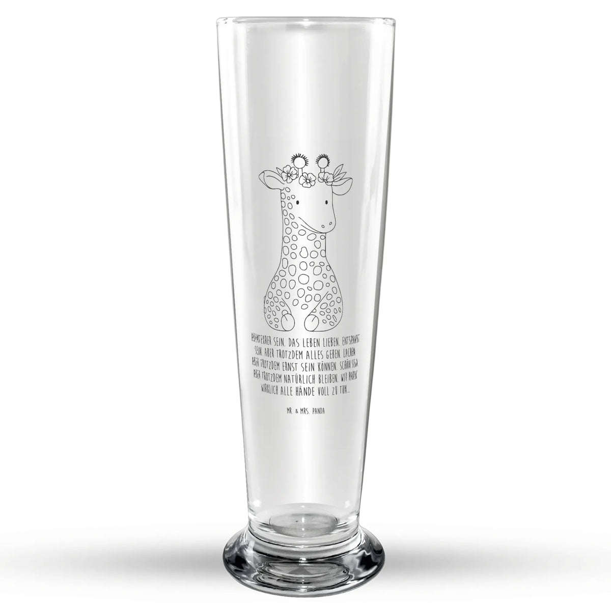 Bierglas Giraffe Blumenkranz Bier Glas, Bierbecher, Glasbierglas, Bierglas, Glasbecher, Trinkglas, Wildtiere, Afrika, Blumenkranz, Freundin, Abenteurer, Giraffe, Selbstliebe