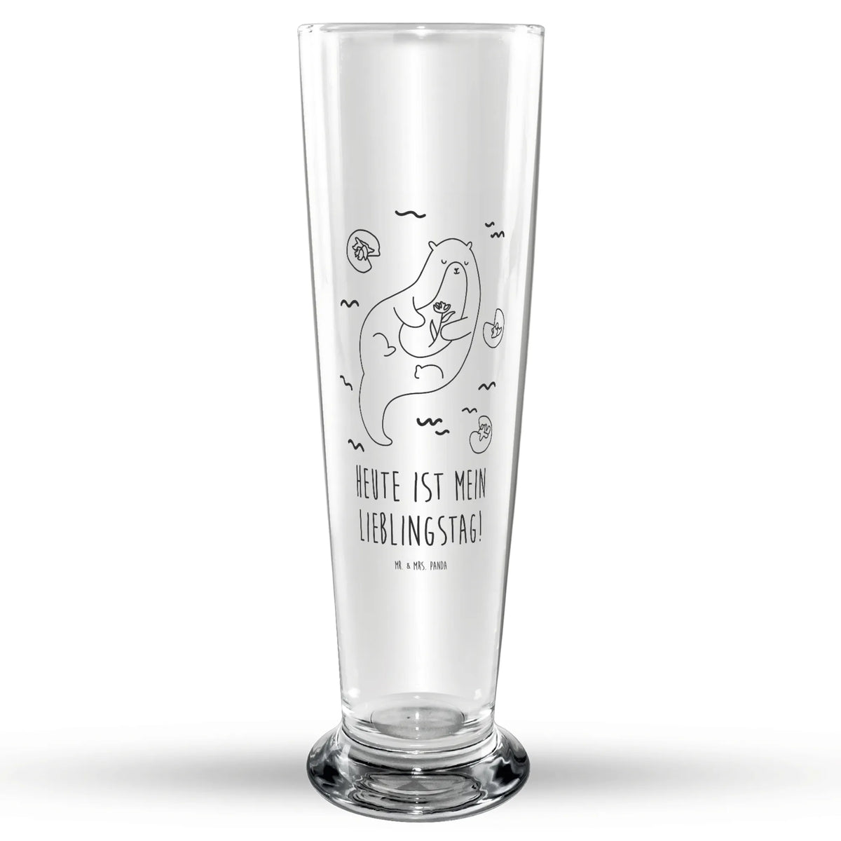 Bierglas Otter Seerose Trinkglas, Glasbecher, Bierbecher, Bier Glas, Glasbierglas, Bierglas, Otter, Fischotter, Seeotter, Otter Seeotter See Otter