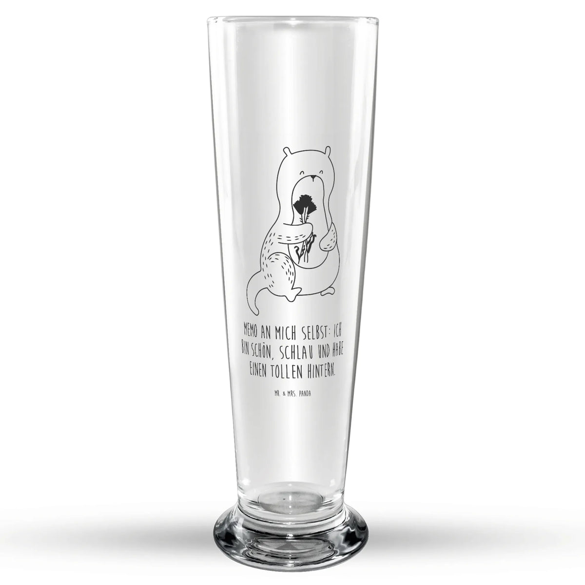 Bierglas Otter Blumenstrauß Trinkglas, Glasbecher, Bierbecher, Glasbierglas, Bier Glas, Bierglas, Otter, Fischotter, Seeotter, Otter Seeotter See Otter