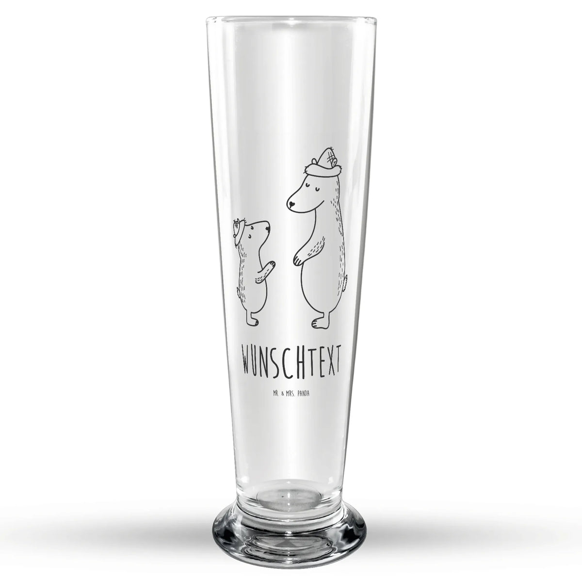 Personalized Beer Glass Bears with hats Family, Father's Day, Mother's Day, brother, sister, Mom, Dad, family, bear, sons, dad, father's day, role model, favourite person, daddy, children, father-son, child, son, father
