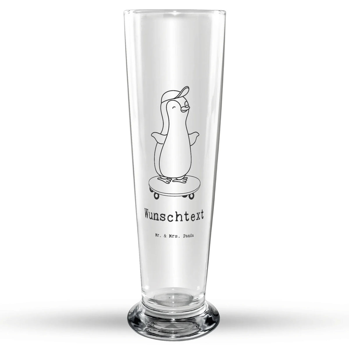 Personalisiertes Bierglas Pinguin Skateboarden
