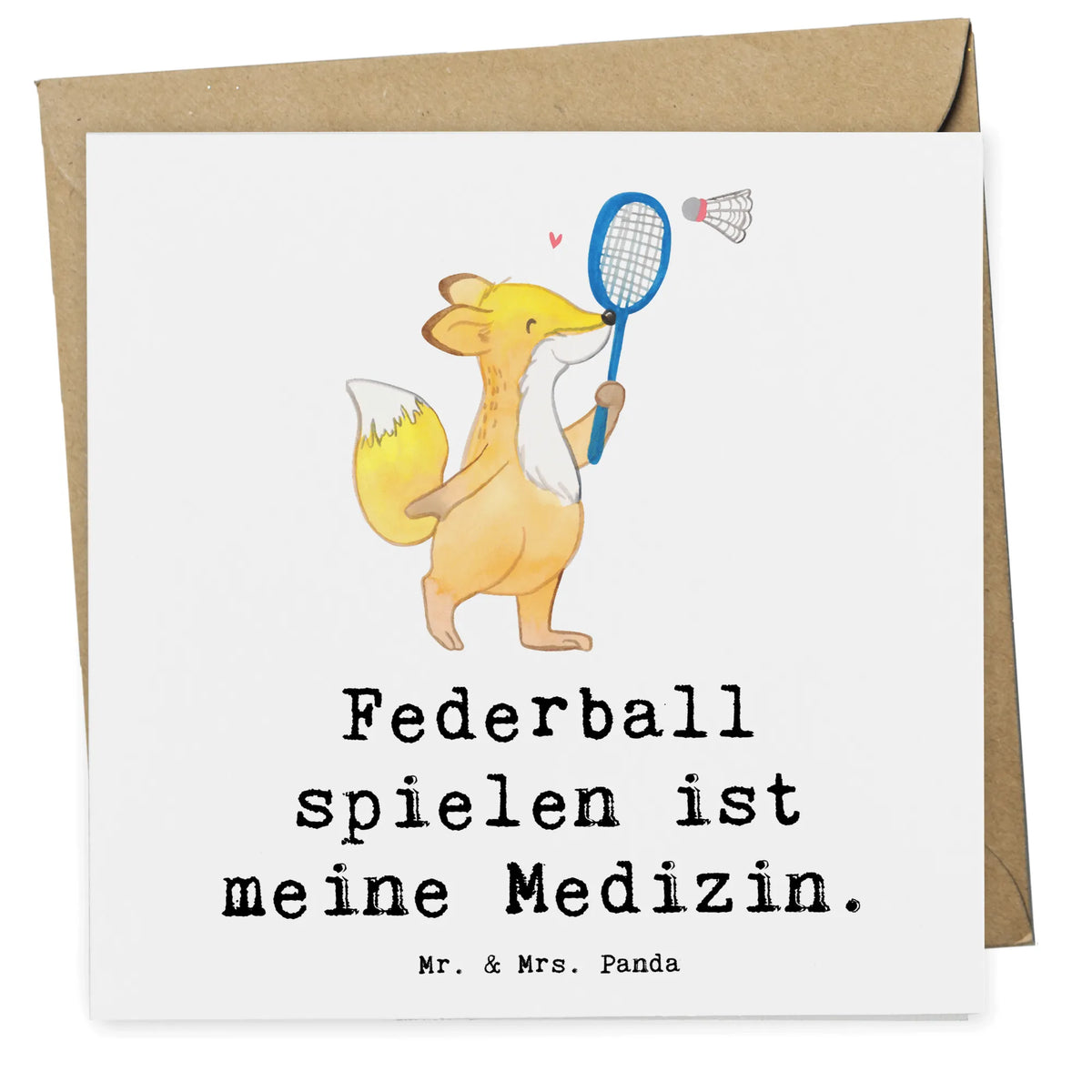 Deluxe Karte Fuchs Federball spielen doppelkarte, Klappkarte, faltkarte, Grußkarte, anlasskarte, Glückwunschkarte, Sportart, Hobby, Danke, Dankeschön, Geschenk, Auszeichnung, Gewinn, Sportler, Schenken, Sport, Badminton, Federball spielen