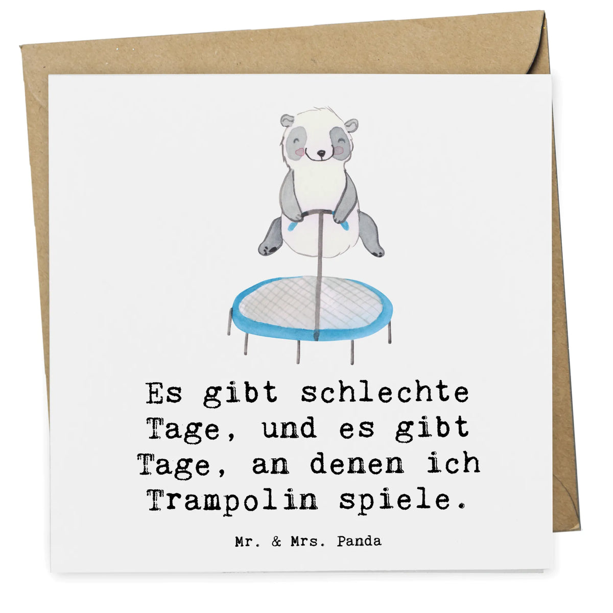 Deluxe Karte Panda Trampolin springen faltkarte, Glückwunschkarte, anlasskarte, Grußkarte, Klappkarte, doppelkarte, Sportart, Hobby, Danke, Dankeschön, Geschenk, Auszeichnung, Gewinn, Sportler, Schenken, Sport, Trampolin Springen, Fitnessstudio, Trampolin Turnen
