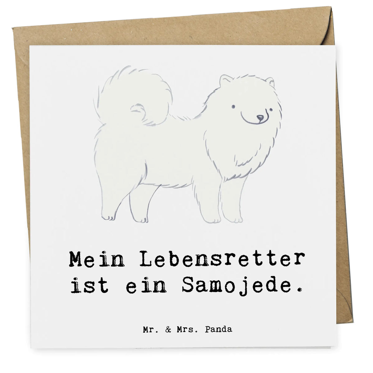 Deluxe Karte Samojede Lebensretter Grußkarte, Klappkarte, anlasskarte, Glückwunschkarte, doppelkarte, faltkarte, Geschenk, Schenken, Hunderasse, Rassehund, Hundebesitzer, Tierfreund, Welpe, Hund, Samojede, Samojedenspitz, Samojedenhund