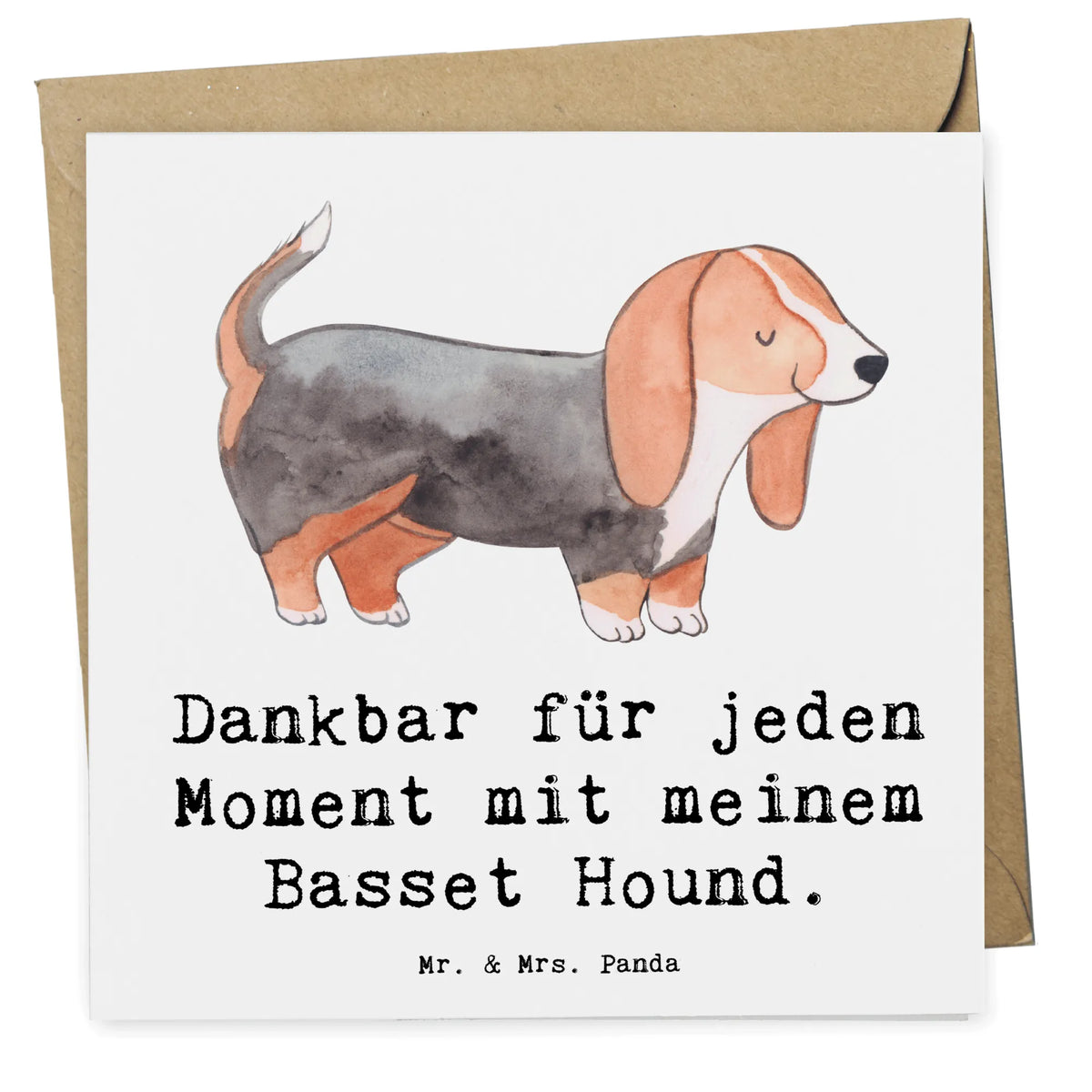 Deluxe Karte Basset Hound Moment Glückwunschkarte, Klappkarte, anlasskarte, faltkarte, Grußkarte, doppelkarte, Geschenk, Schenken, Hunderasse, Rassehund, Hundebesitzer, Tierfreund, Welpe, Hund, Basset, Basset Hound